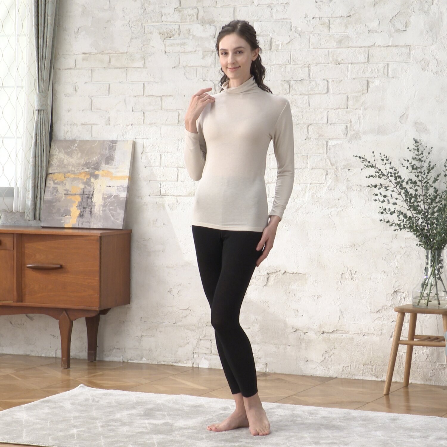 ジュエル 至福の柔らかさ ヒアルロン酸加工　Ｗ重ね タートルネック２枚組