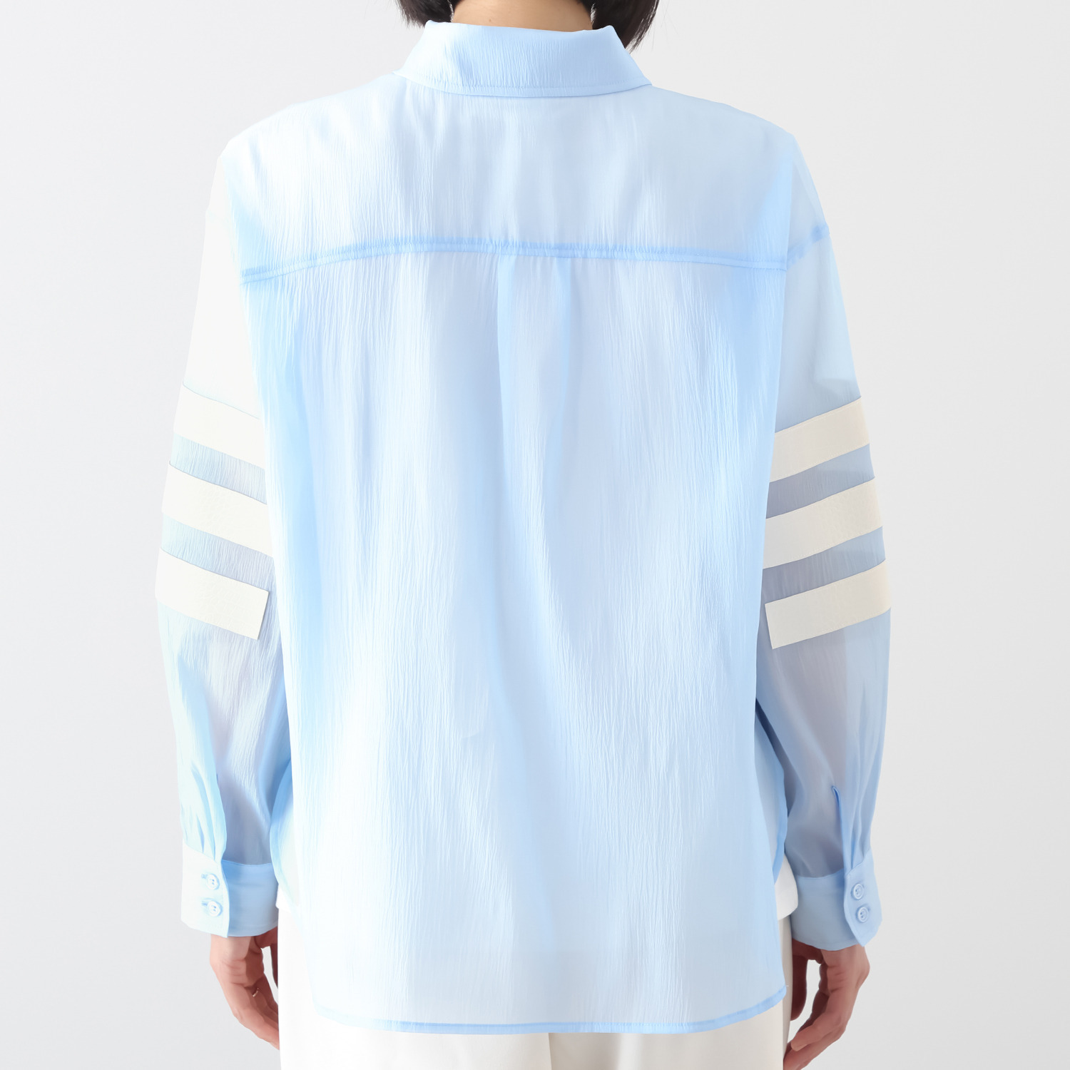 ユキコハナイ　シック アクセントライン シアーシャツ