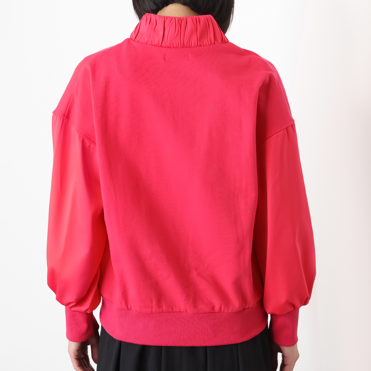 ユキコハナイ　シック 異素材コンビ エレガント見え 裏毛ブルゾン