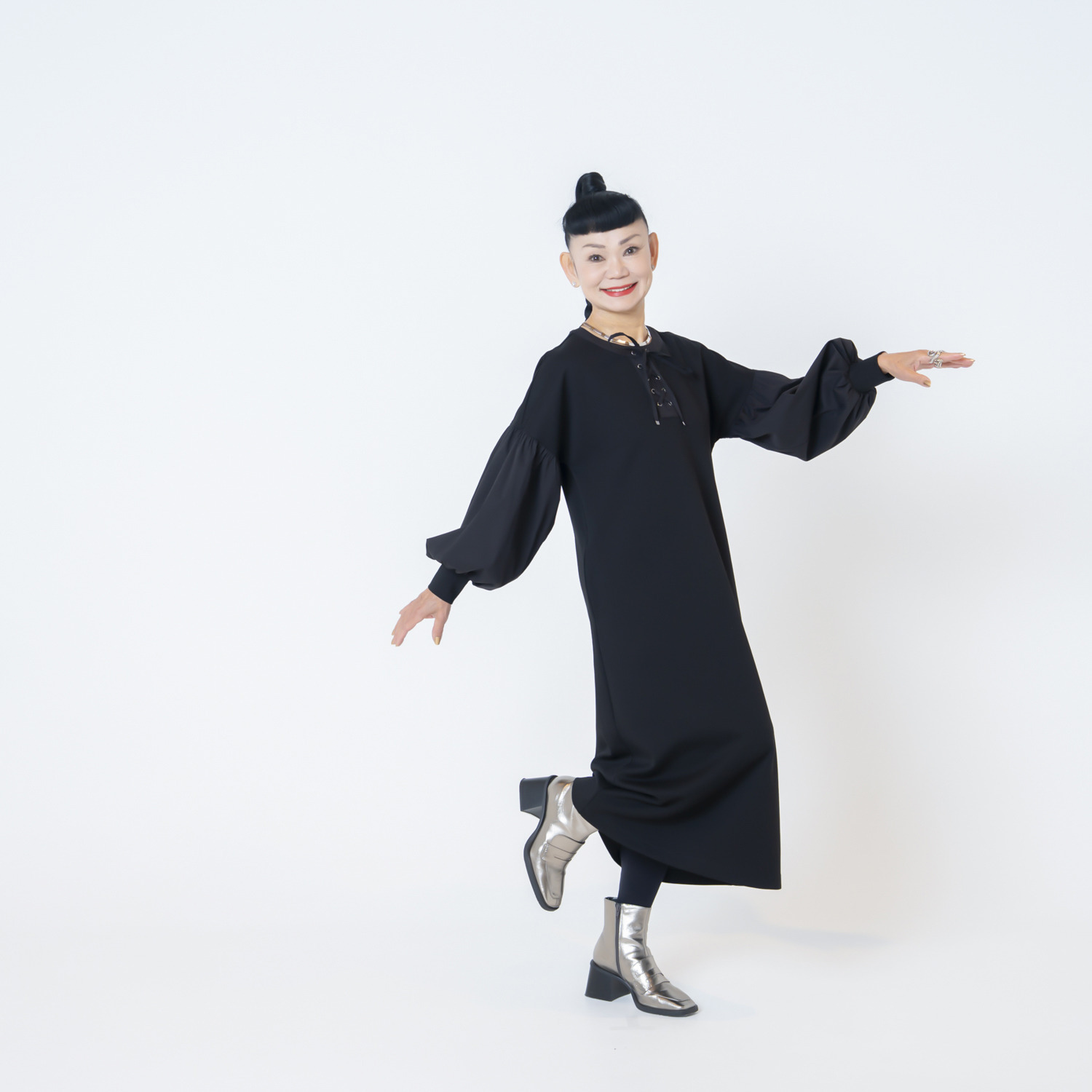 キョウコ　ヒガ 異素材ミックス ロングワンピース