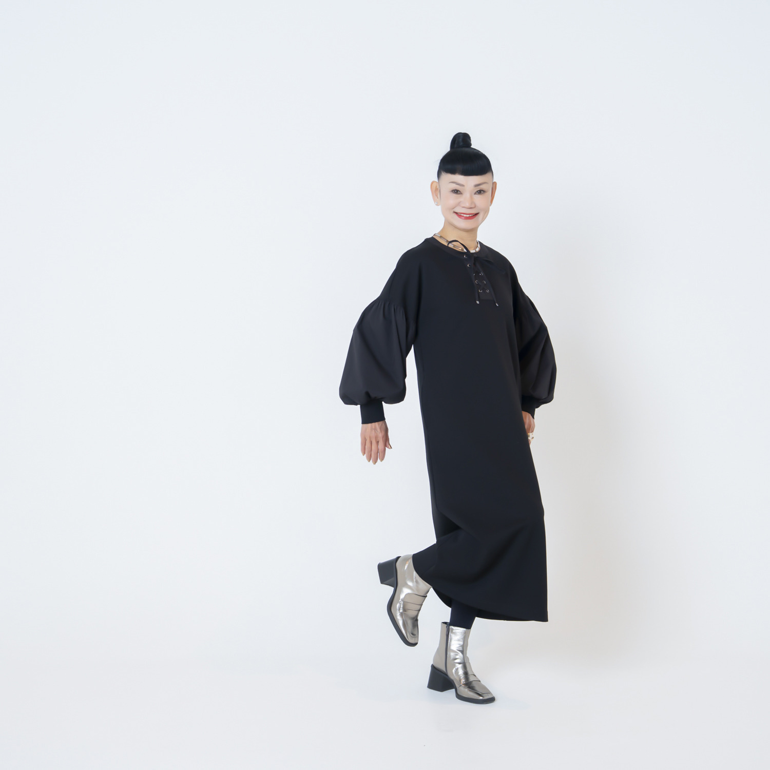 キョウコ　ヒガ 異素材ミックス ロングワンピース