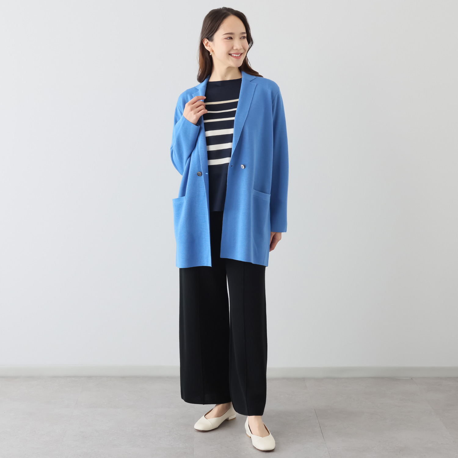 アズイズ　ビーマイセルフ バイ　ネイチャーズ ウールシルク ミラノリブ ライトジャケット