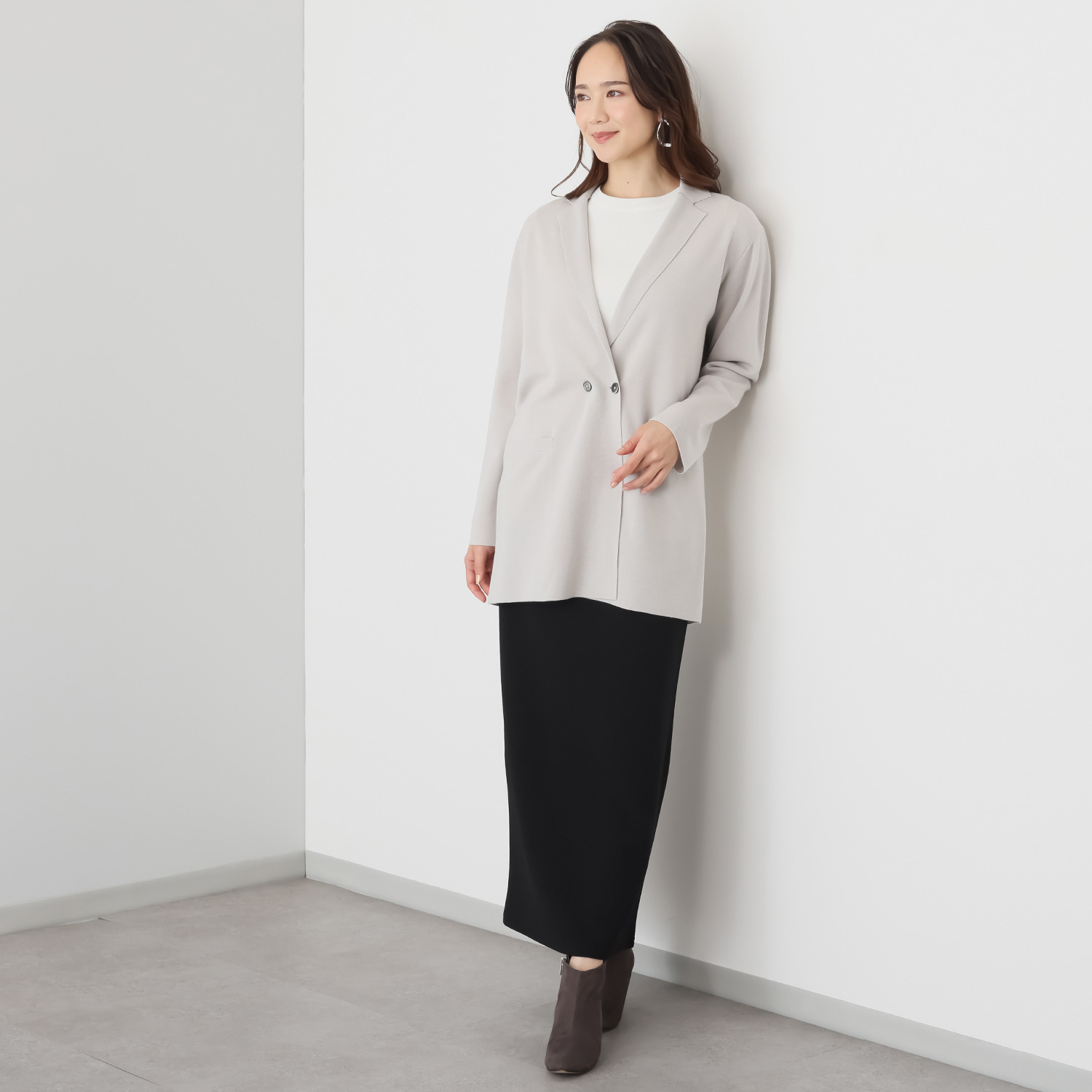 アズイズ　ビーマイセルフ バイ　ネイチャーズ ウールシルク ミラノリブ ライトジャケット