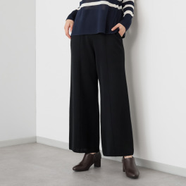 アズイズ　ビーマイセルフ バイ　ネイチャーズ ウールシルク ミラノリブ セミワイドパンツ