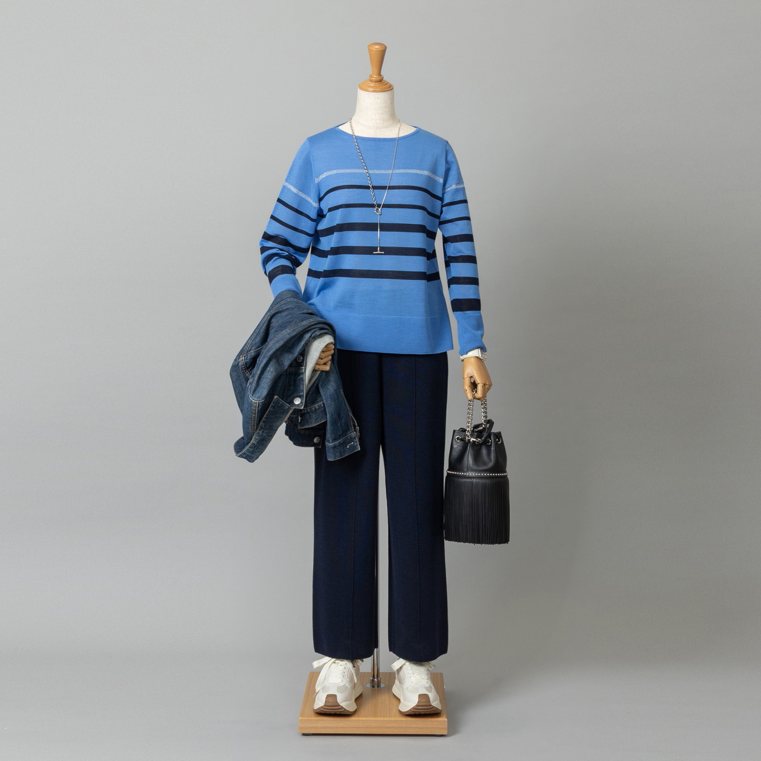 アズイズ　ビーマイセルフ バイ　ネイチャーズ ウールシルク ミラノリブ セミワイドパンツ