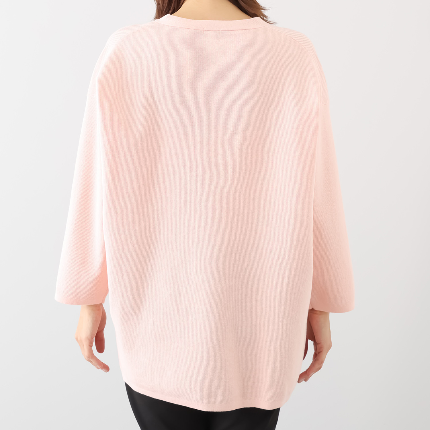 ヘ・エラ コットン混 Ｖネック スッキリ細見え ニットプルオーバー