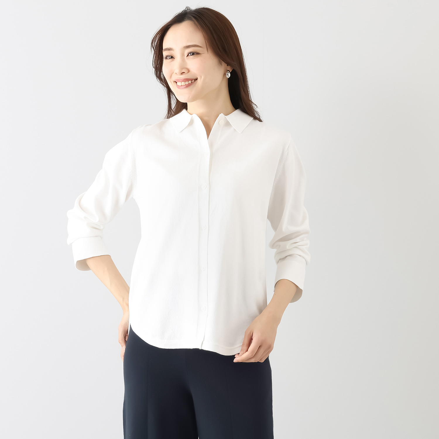 スピンブルー イタリアＭＴＢ社製 エーゲ海コットン混 襟付ニットシャツ