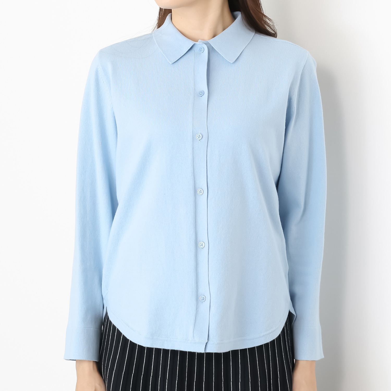 スピンブルー イタリアＭＴＢ社製 エーゲ海コットン混 襟付ニットシャツ