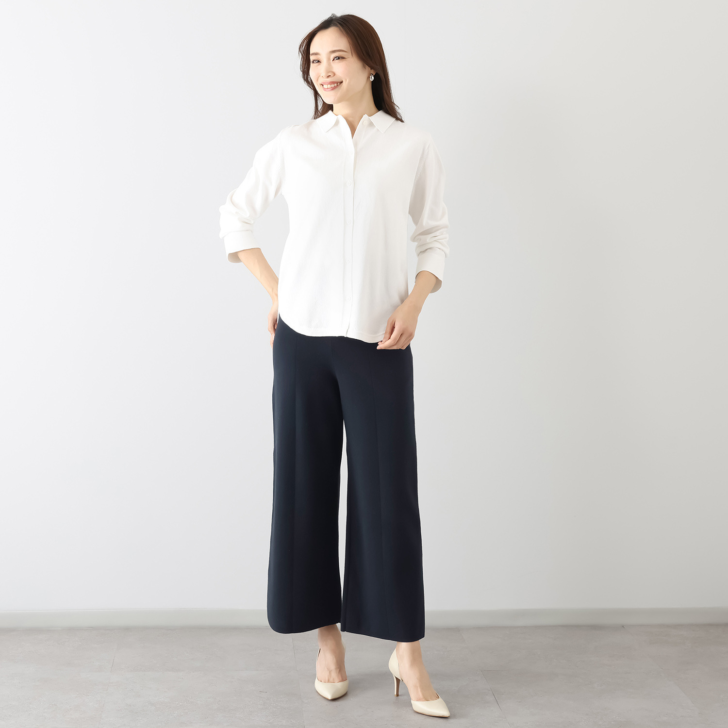 スピンブルー イタリアＭＴＢ社製 エーゲ海コットン混 襟付ニットシャツ