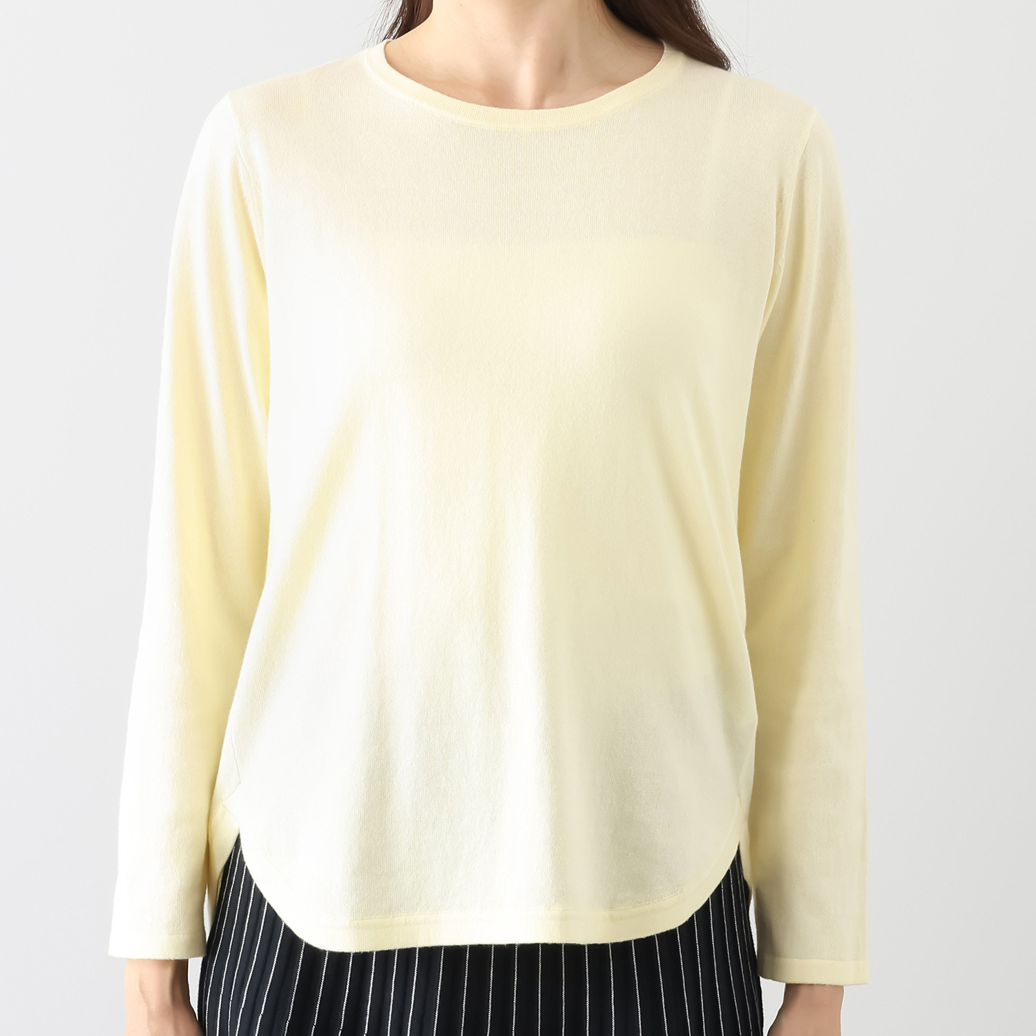 スピンブルー イタリアＭＴＢ社製 エーゲ海コットン シャツテイル ニットプルオーバー