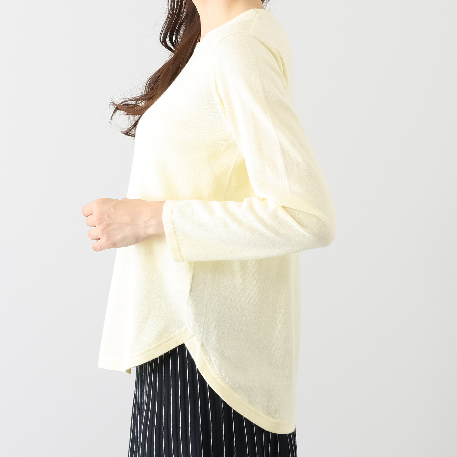 スピンブルー イタリアＭＴＢ社製 エーゲ海コットン シャツテイル ニットプルオーバー