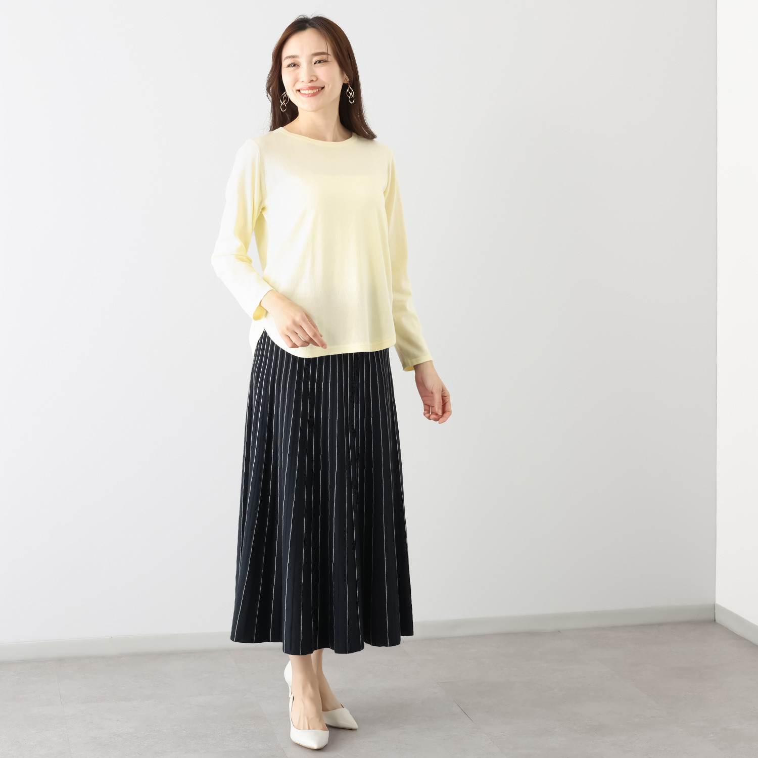 スピンブルー イタリアＭＴＢ社製 エーゲ海コットン シャツテイル ニットプルオーバー