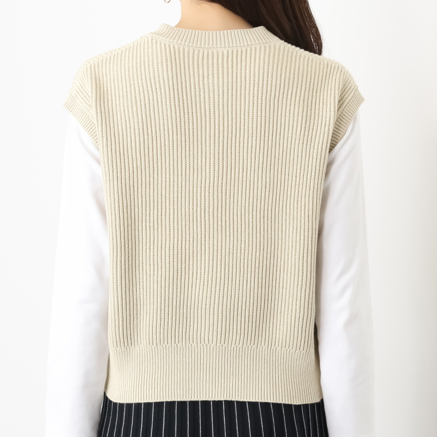 スピンブルー イタリアＭＴＢ社製 エーゲ海コットン ざっくり畦編み クルーネックニットジレ 