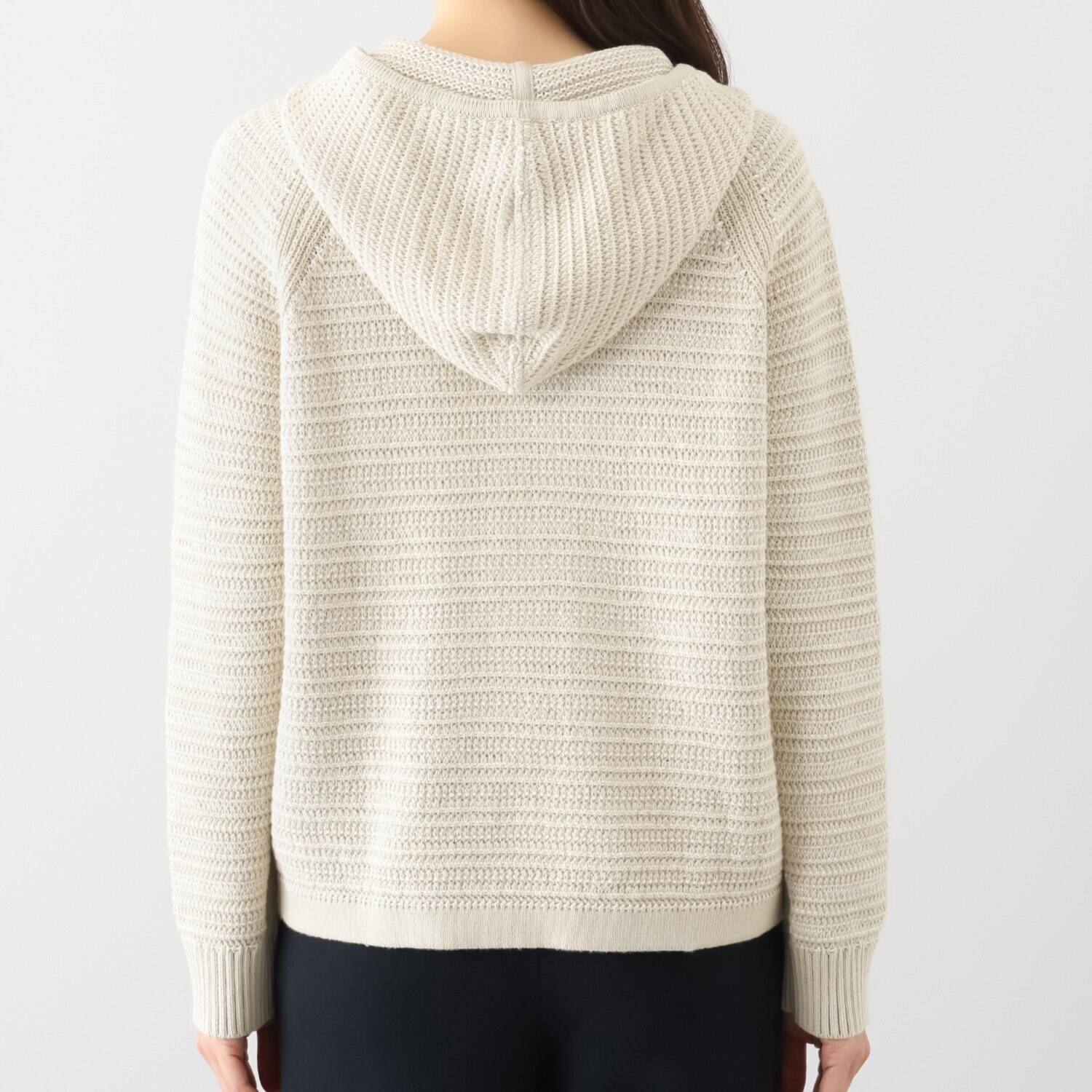 スピンブルー イタリアＭＴＢ社製 エーゲ海コットン 配色絡み編み ジップアップフーディー 