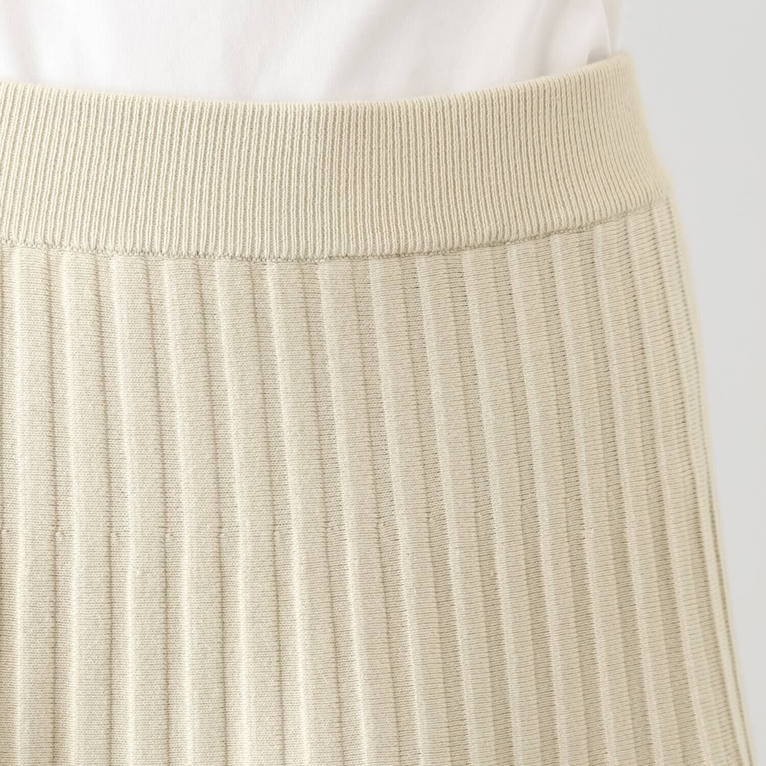 スピンブルー イタリアＭＴＢ社製 エーゲ海コットン混 ストライプアクセント ニットプリーツスカート
