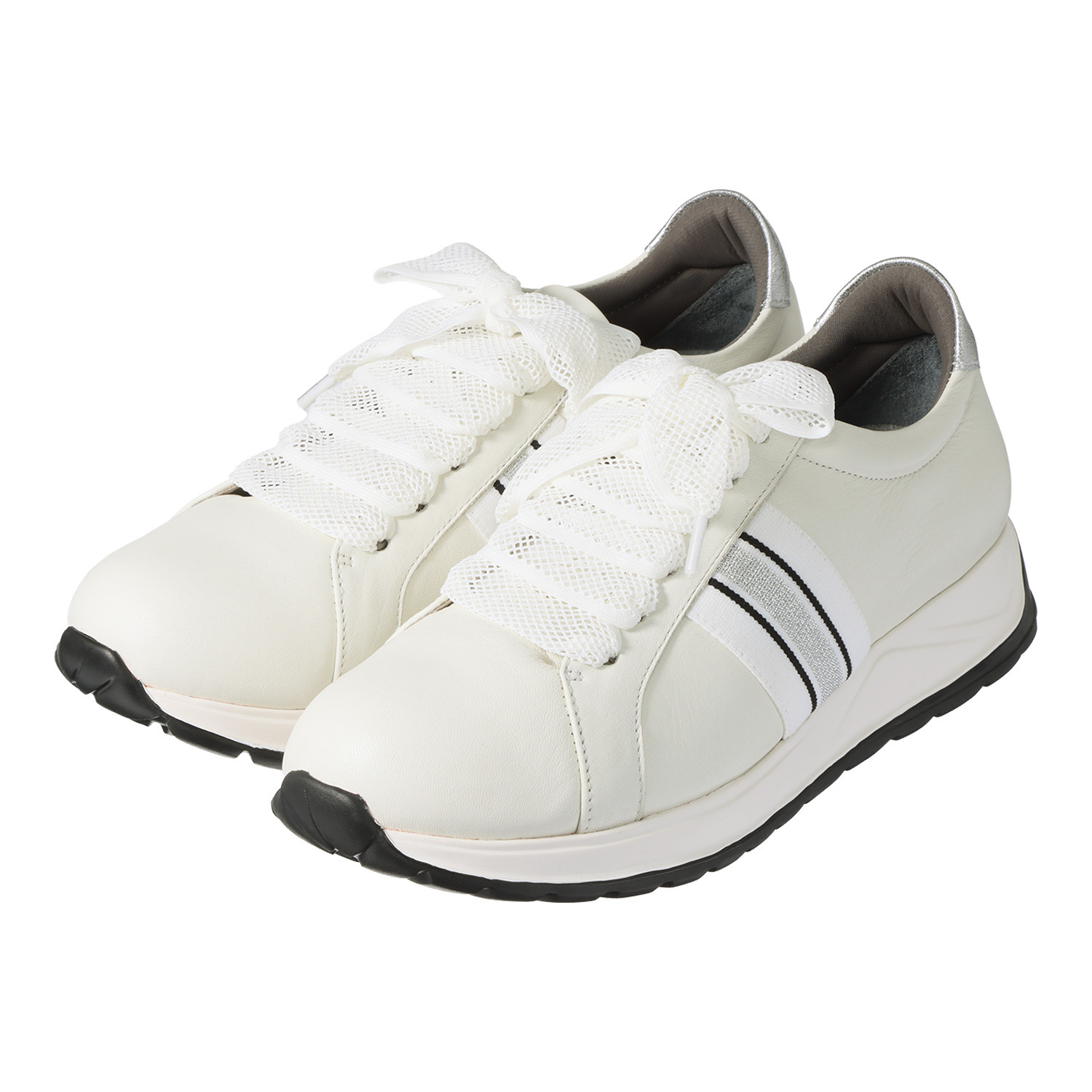 ミスキョウコ 日本製 ソフト牛革 リボンライトスニーカー