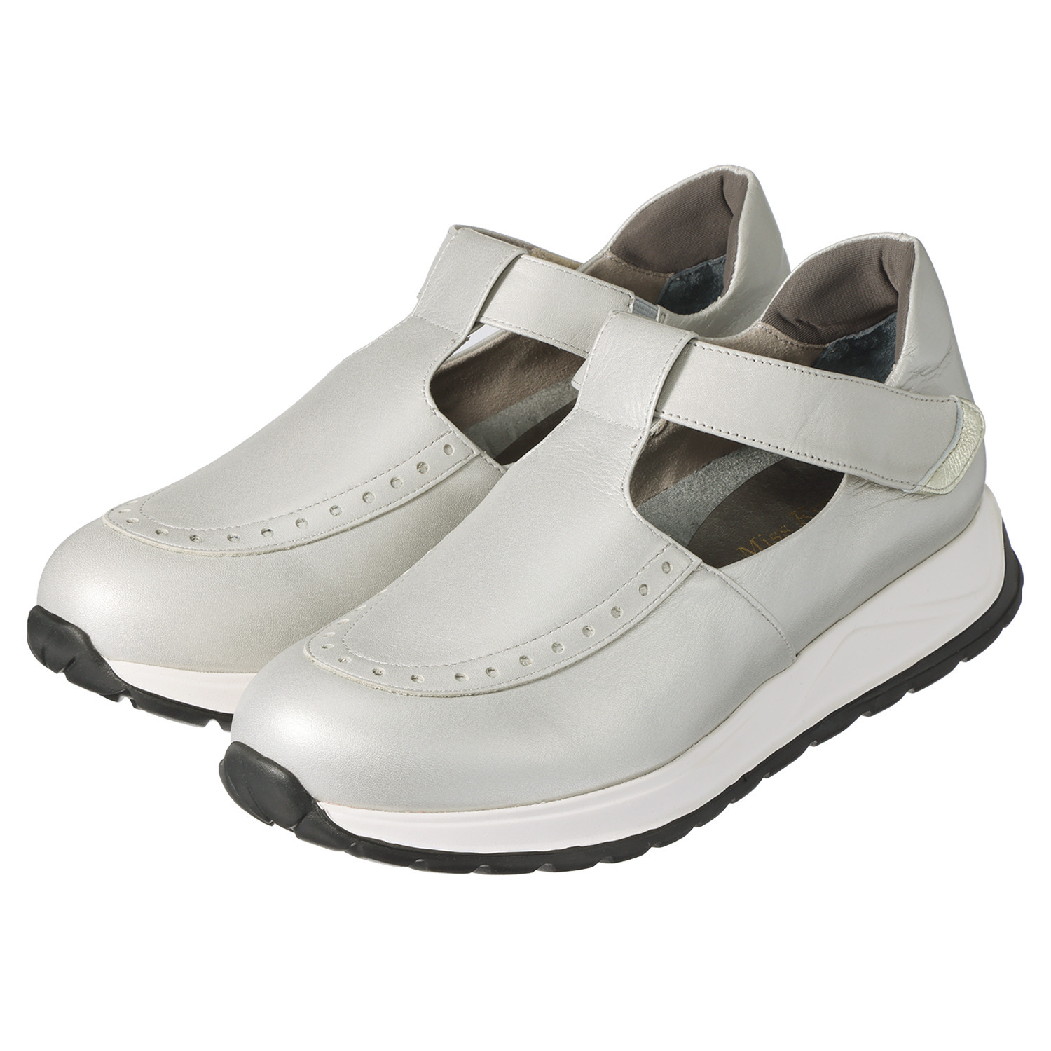 ミスキョウコ 日本製 ソフト牛革 Ｔストラップ ライトスニーカー