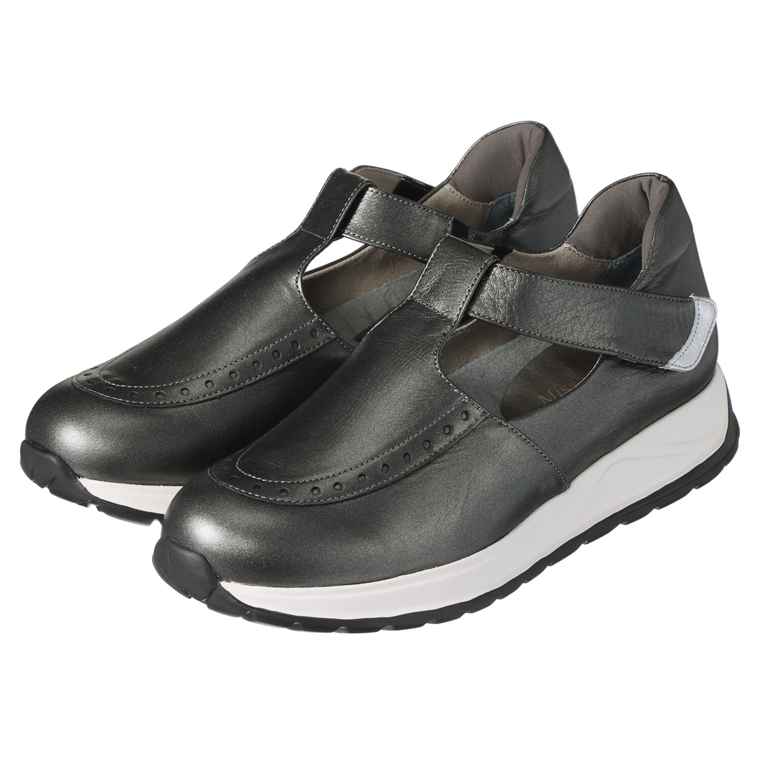 ミスキョウコ 日本製 ソフト牛革 Ｔストラップ ライトスニーカー