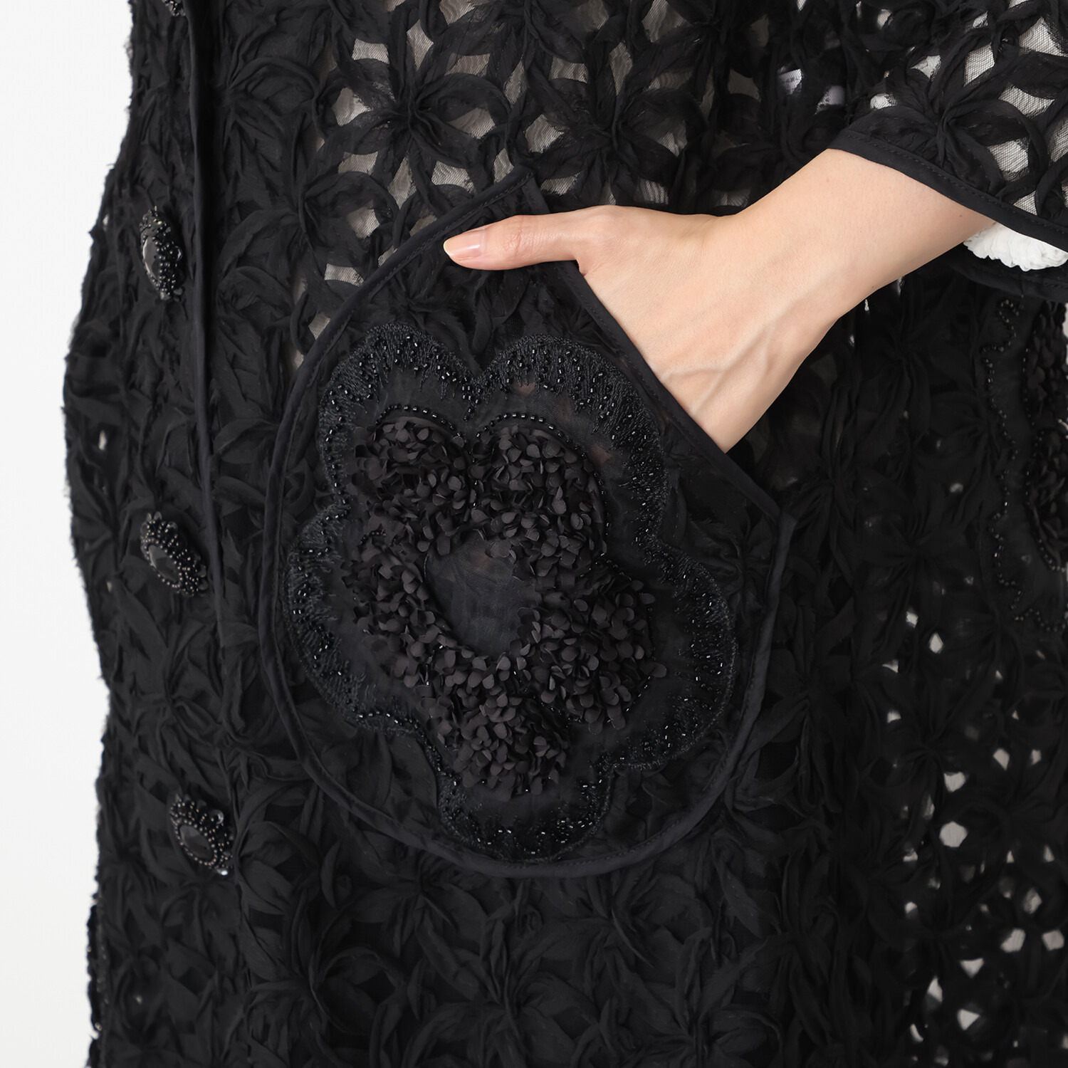 ノコ　クチュール 刺しゅうレース モティーフ加工 コート