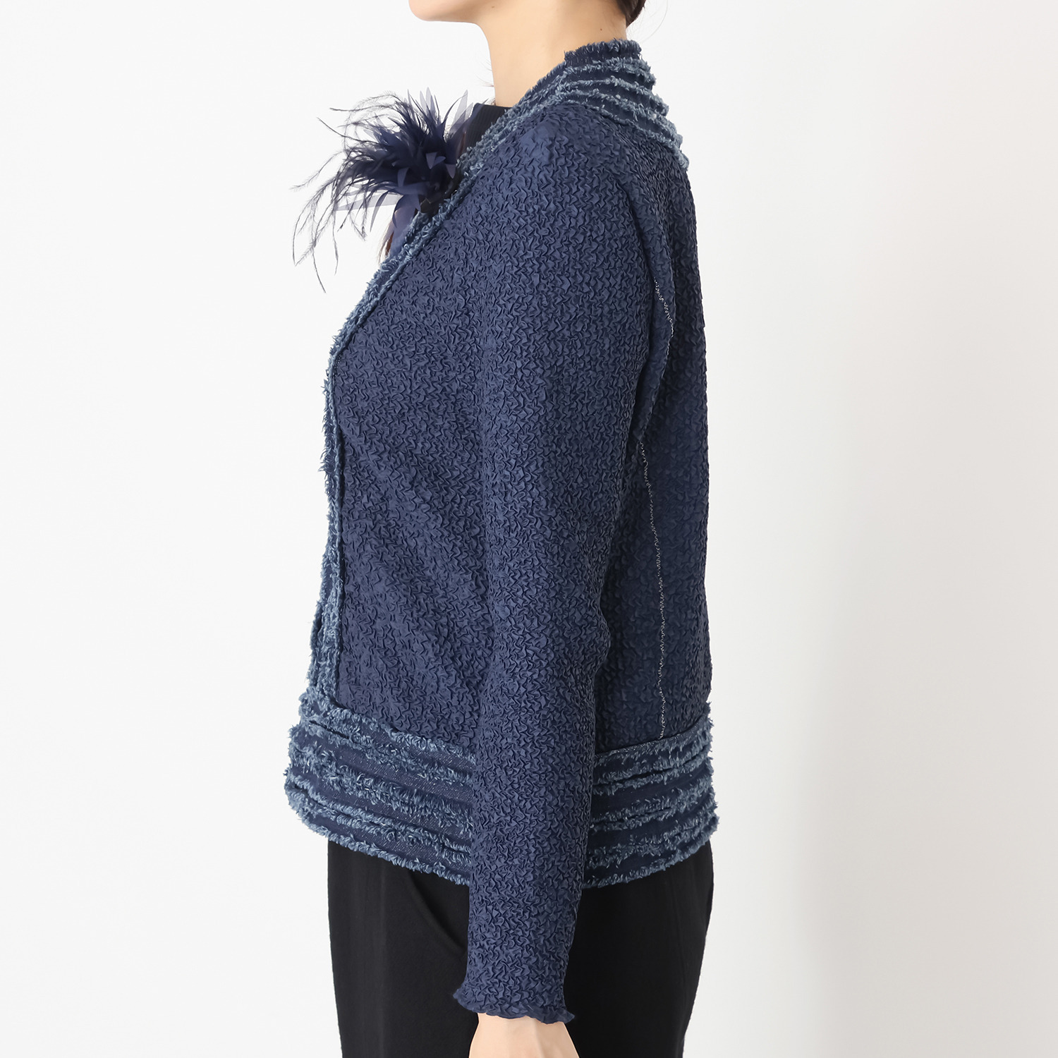 ノコ　クチュール クチュールプリーツ フリンジアクセント カーディガン