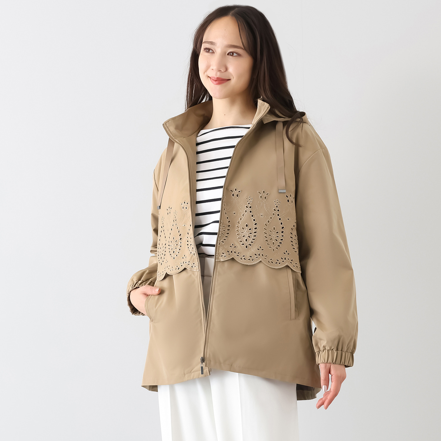 メルヴェイユ　ヴァント はっ水・軽量・ＵＶカット スカラップ刺しゅう ブルゾン