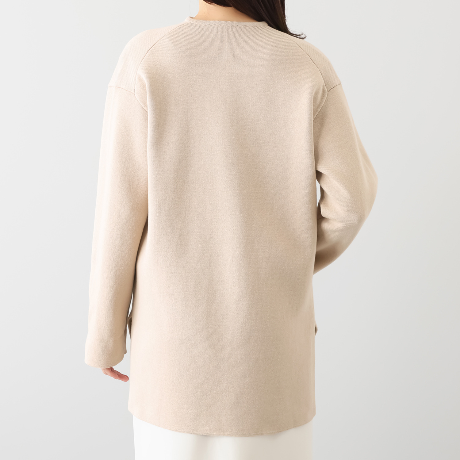 ソアージュ 上品バイカラーで魅せる 軽やかな着心地 ダブルフェイス ニットコーディガン