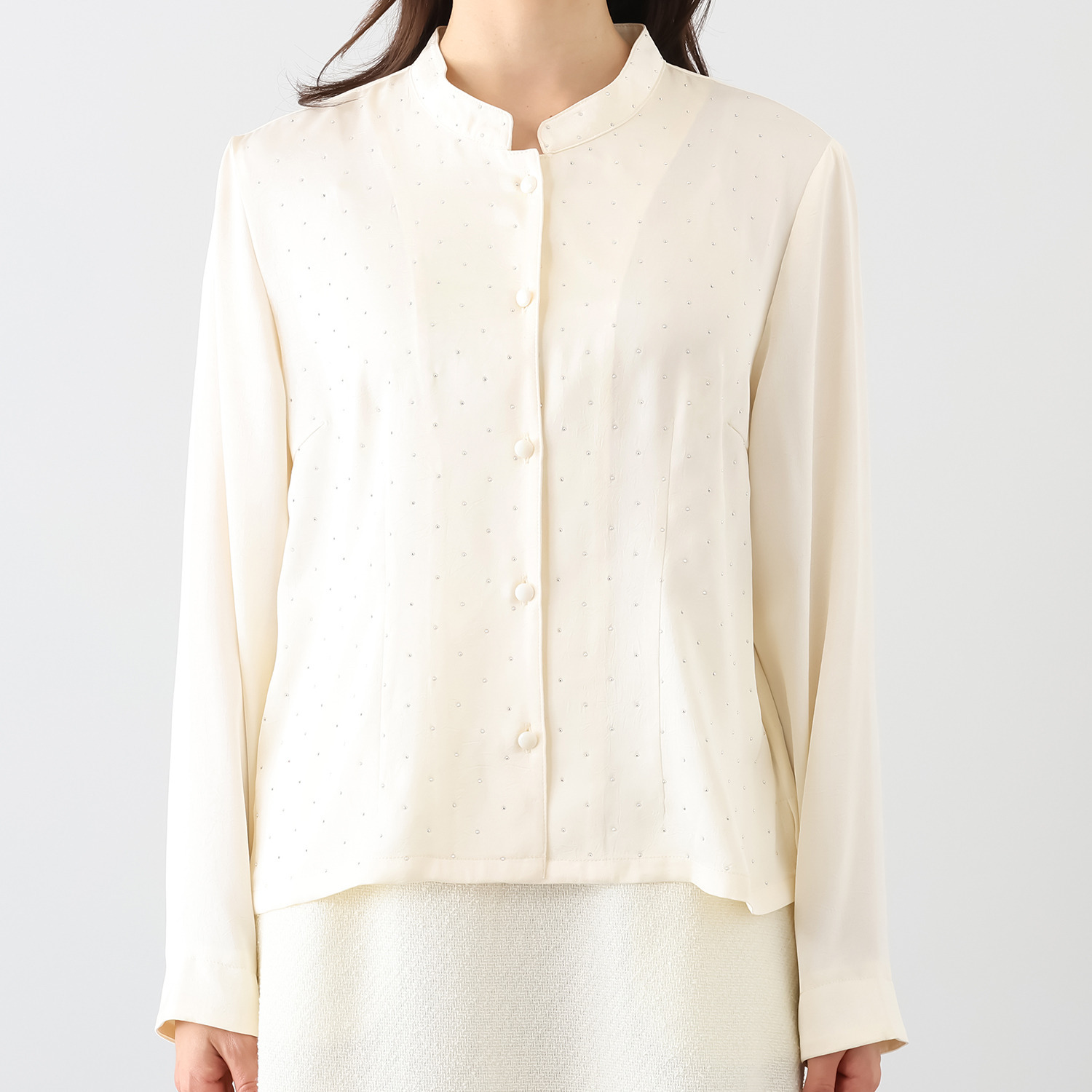 ミューリエ ヴィンテージな品格 ラインストーン付ブラウス