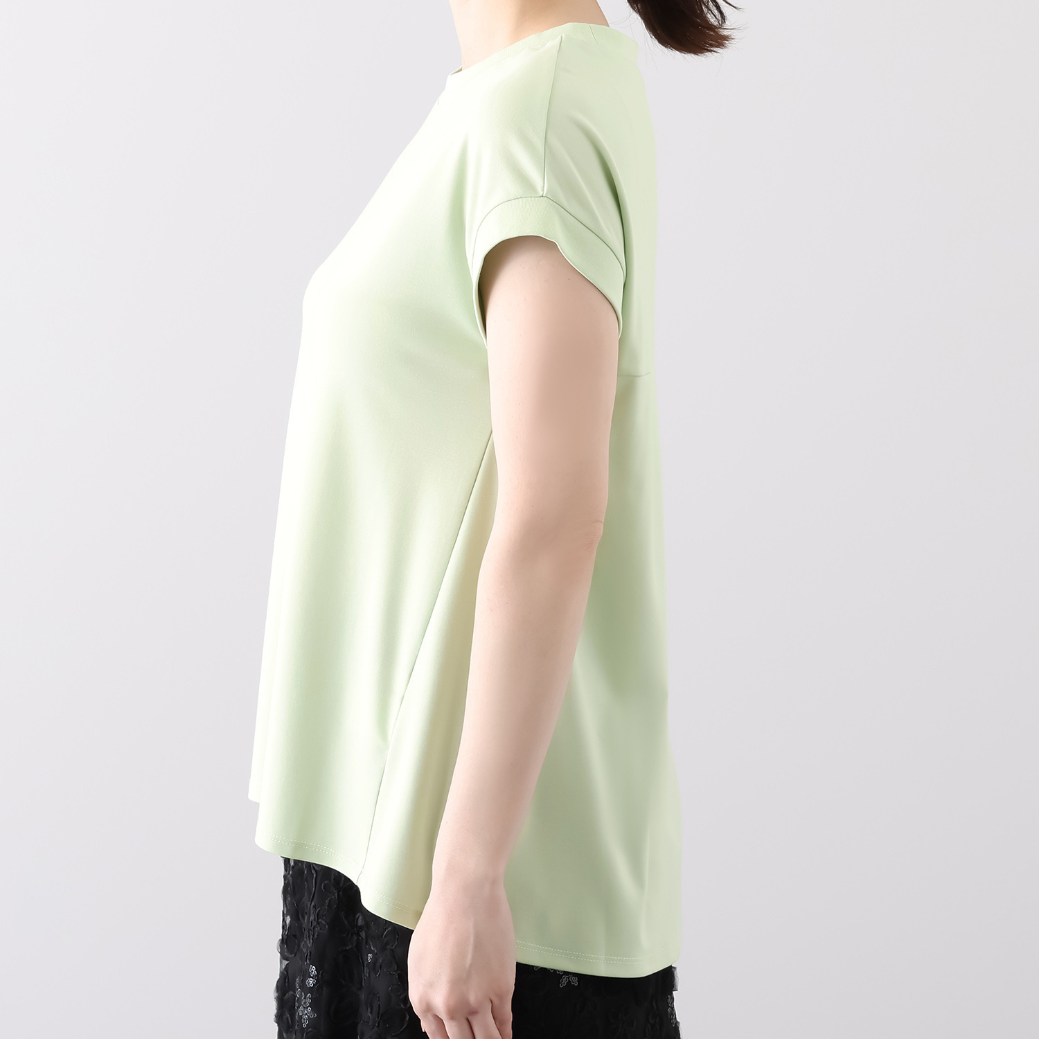 ルクオーレ ストレッチポンチ リブ切替 フレアープルオーバー