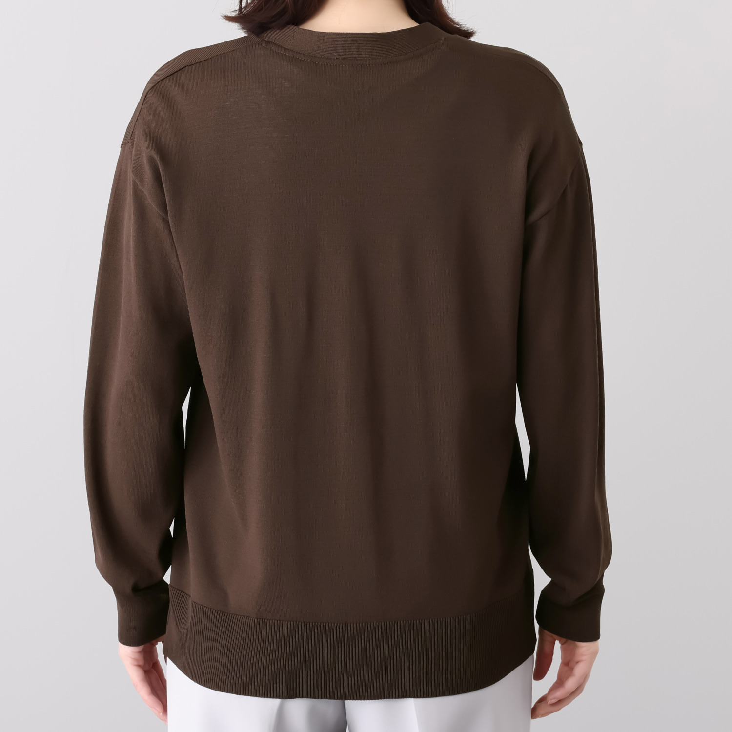 ルクオーレ 天竺ニット きれい見え Ｖネックカーディガン