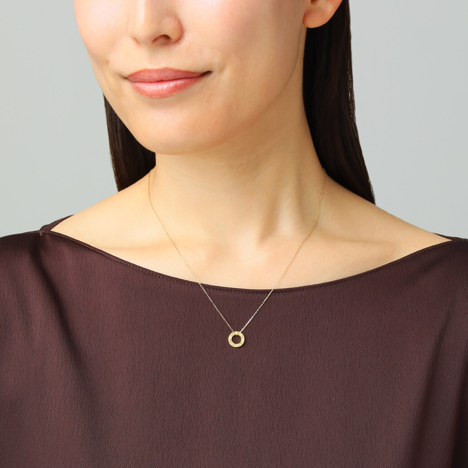 オール　ブランシュ 純金 ダイヤモンドカット＆ ホログラフカット リバーシブル リング型ペンダントトップ