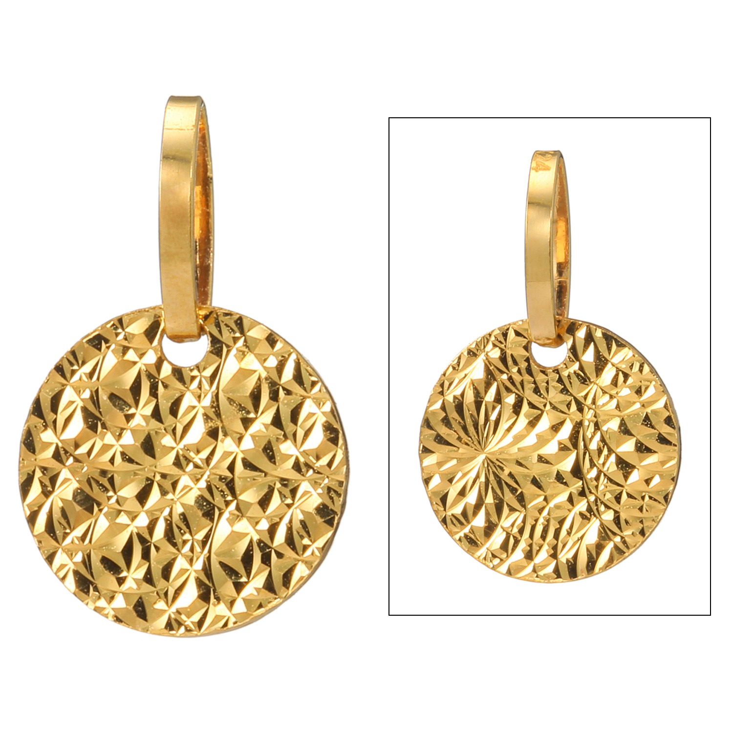 オール　ブランシュ 純金 ダイヤモンドカット＆ ホログラフカット リバーシブル 丸型ペンダントトップ