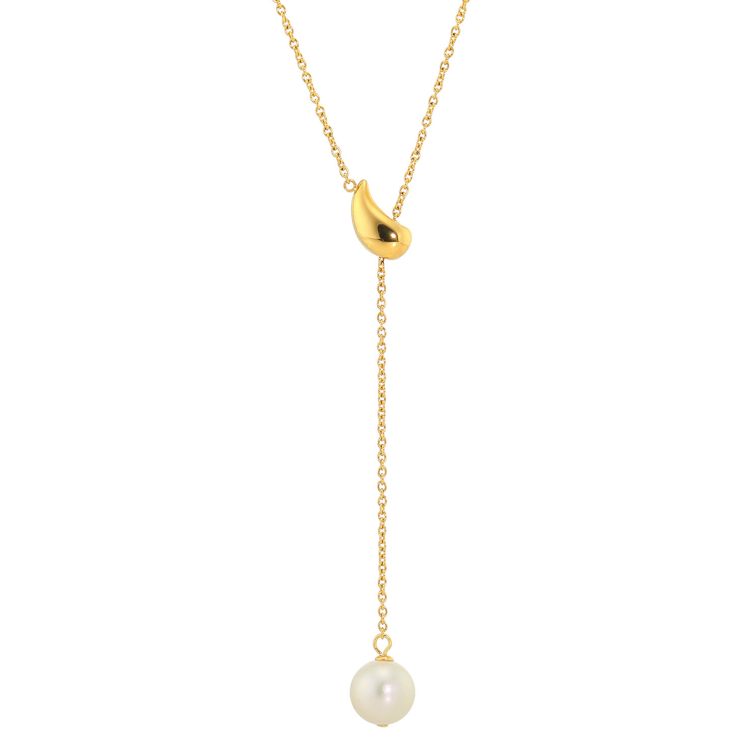 プレミアムパール 泉州の職人技 ステンレス １０ｍｍＵＰ　貝パール Ｙデザインネックレス