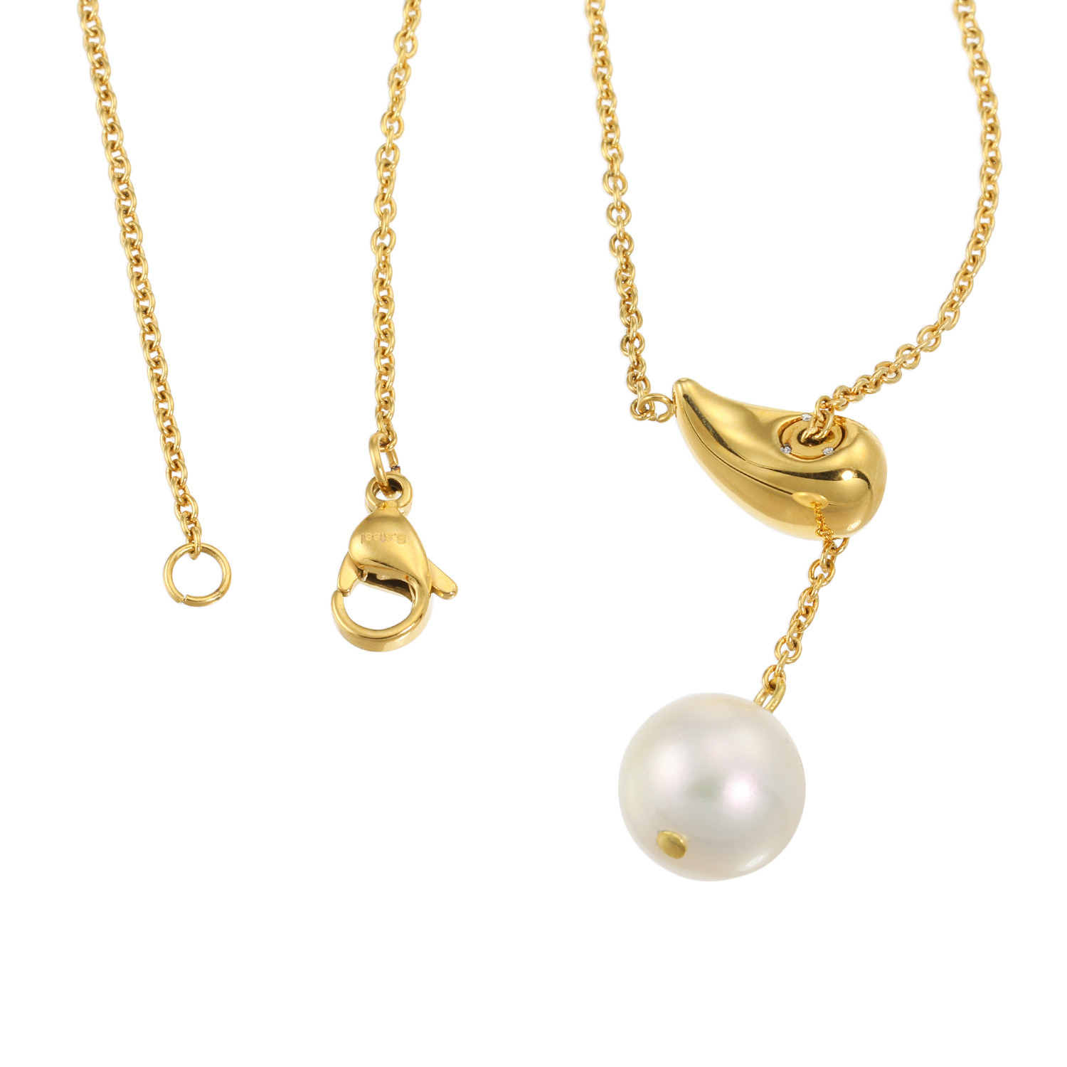 プレミアムパール 泉州の職人技 ステンレス １０ｍｍＵＰ　貝パール Ｙデザインネックレス