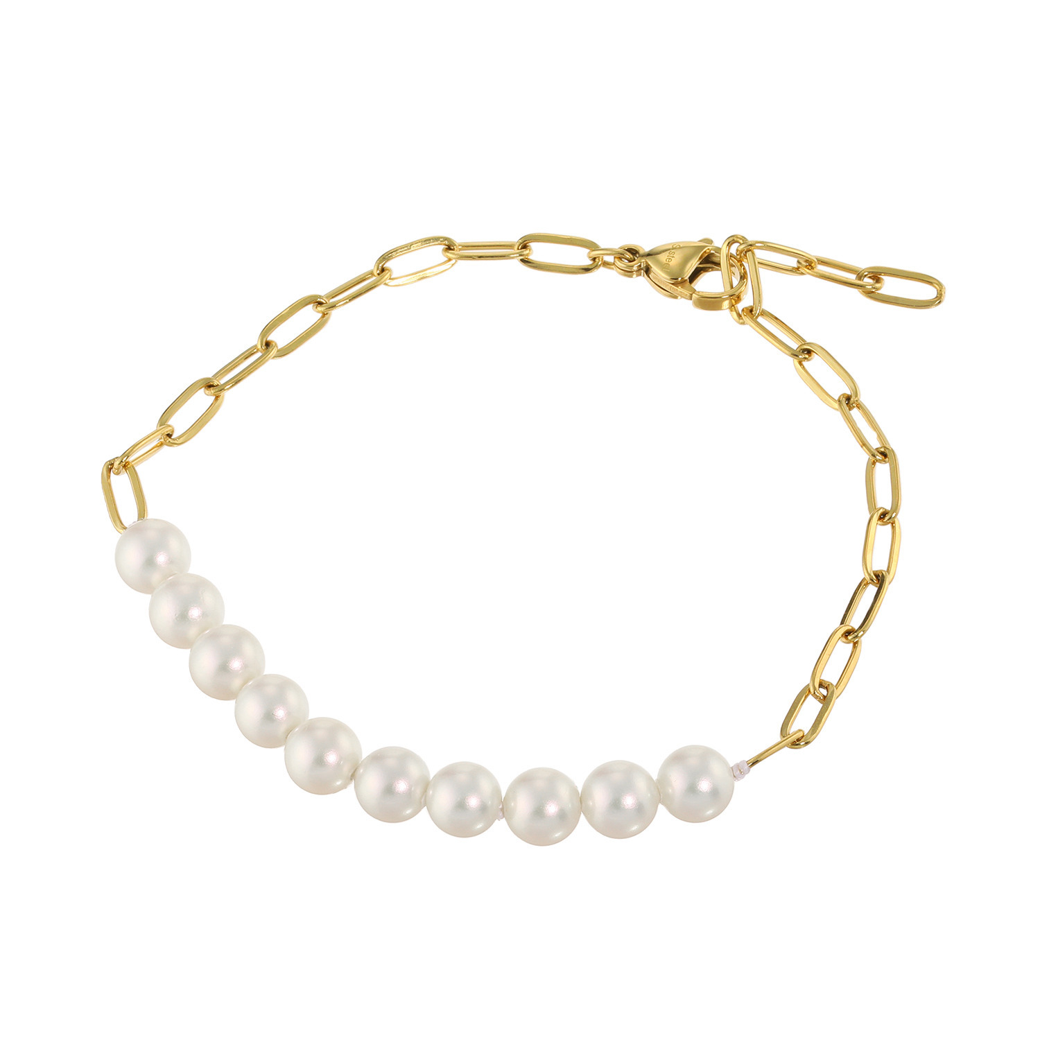 プレミアムパール 泉州の職人技 ステンレス 貝パール ハーフデザイン チェーンブレスレット