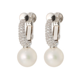 プレミアムパール 泉州の職人技 貝パール＆ＣＺ パヴェスタイル イヤリング／ピアス