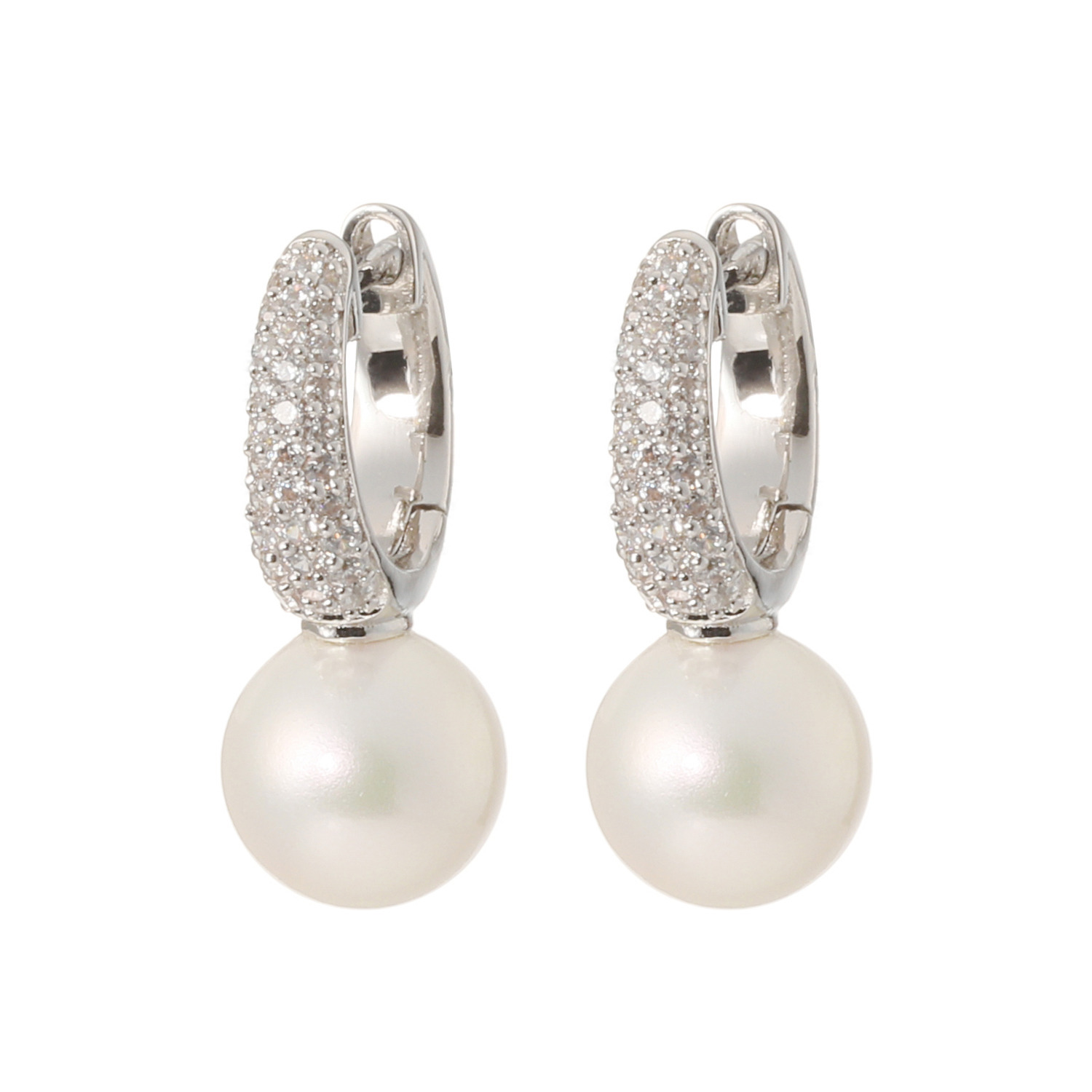 プレミアムパール 泉州の職人技 貝パール＆ＣＺ パヴェスタイル イヤリング／ピアス