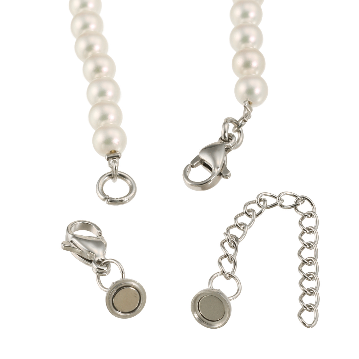 プレミアムパール 泉州の職人技 ステンレス ベビー貝パール マグネットアジャスター付 マチネータイプ ネックレス