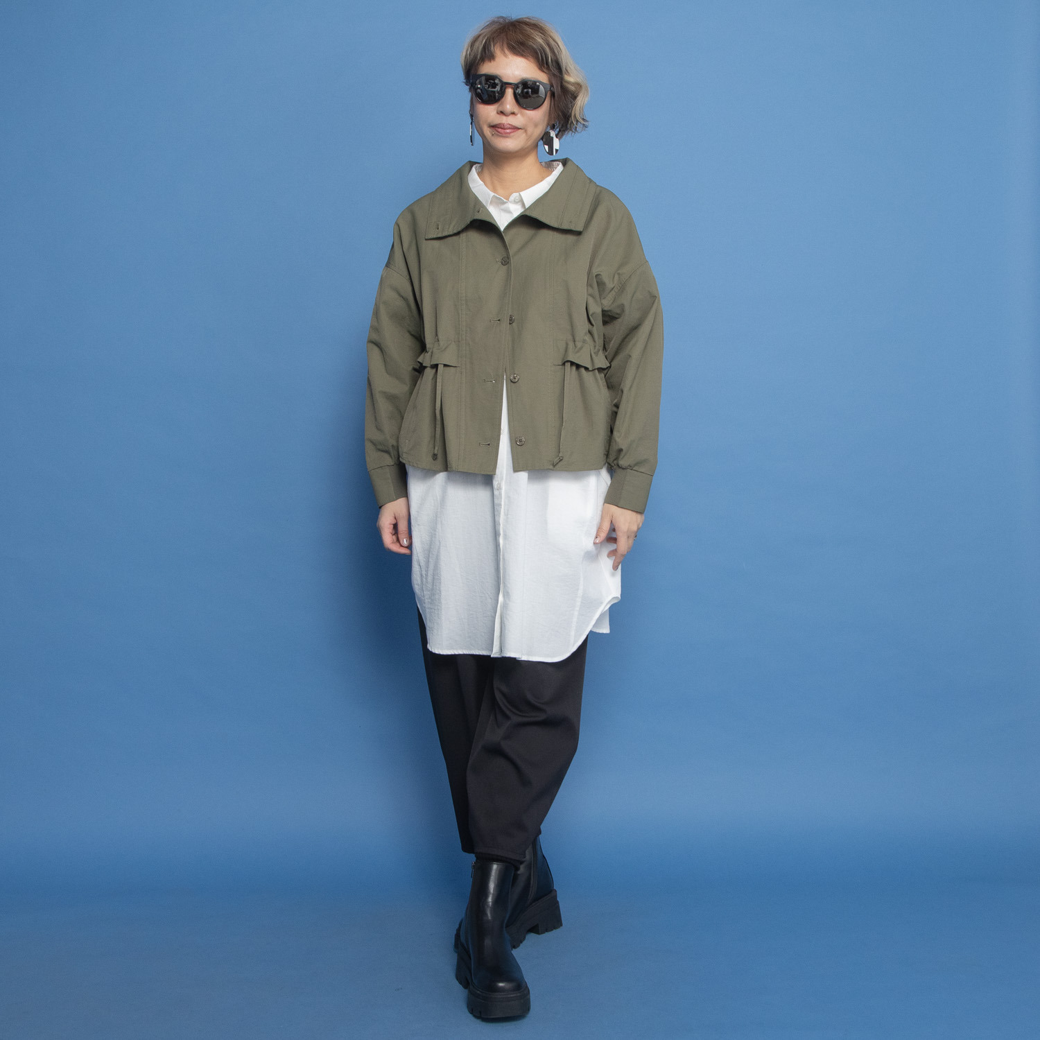 ヨーコモリモト ボリュームネック デザインブルゾン