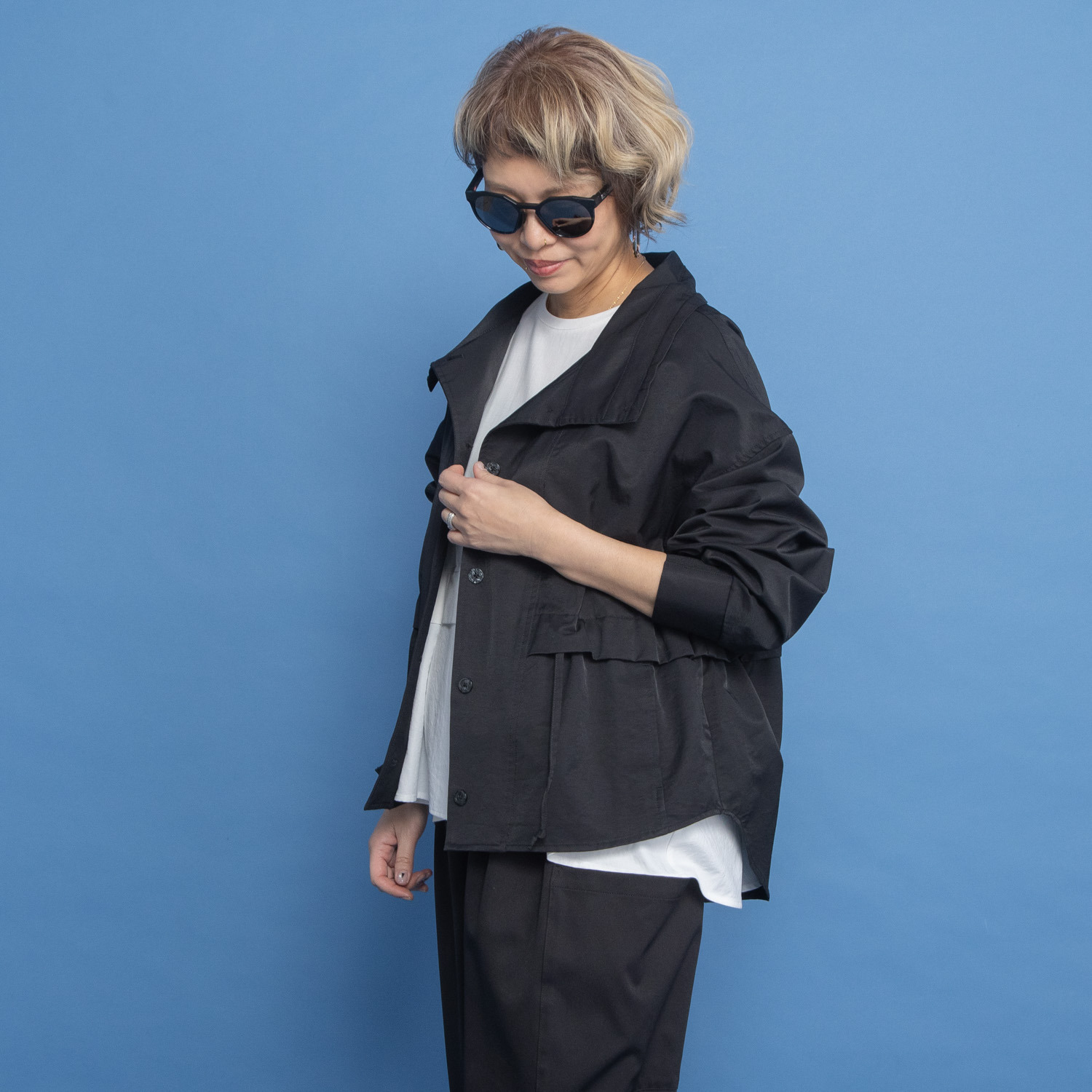 ヨーコモリモト ボリュームネック デザインブルゾン