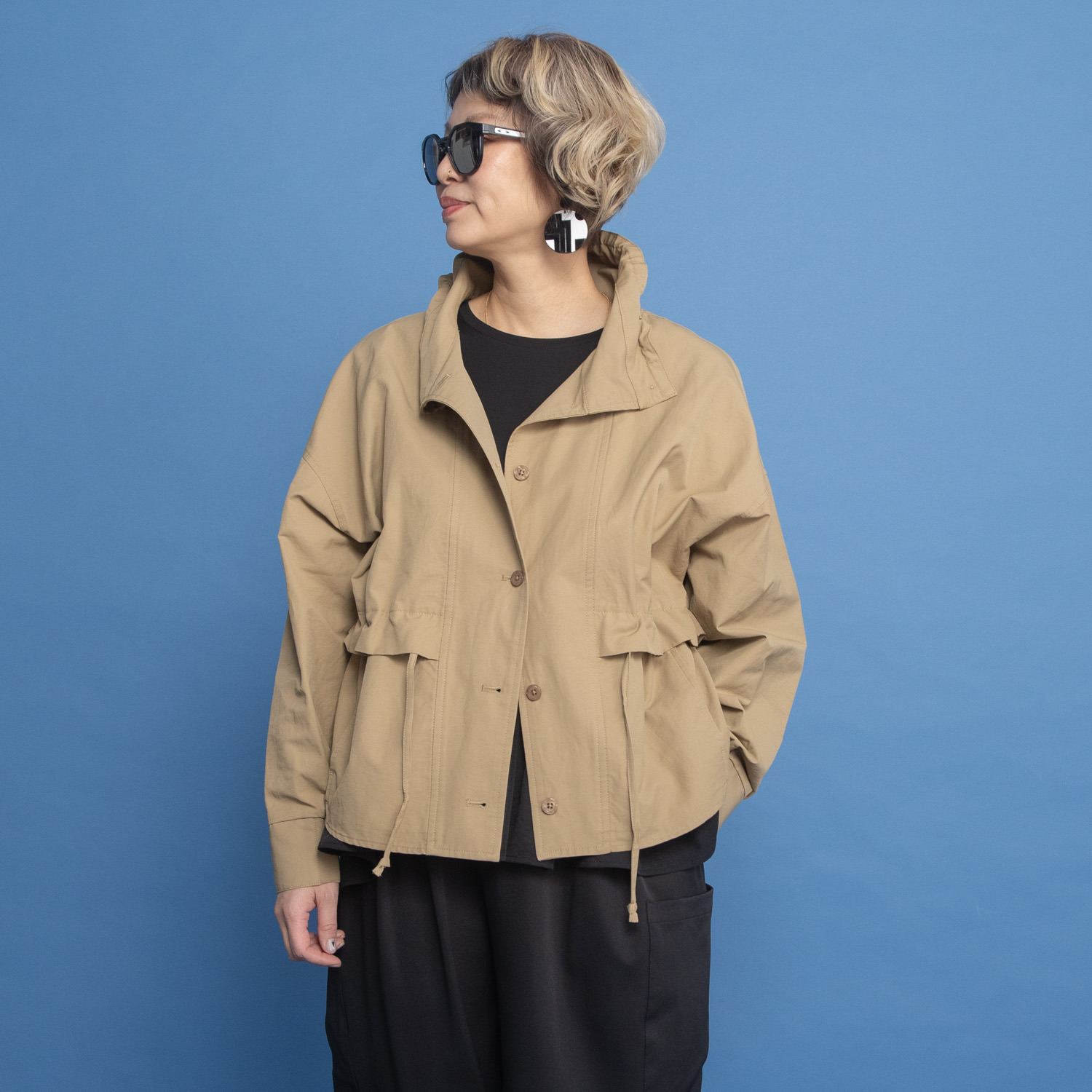 ヨーコモリモト ボリュームネック デザインブルゾン