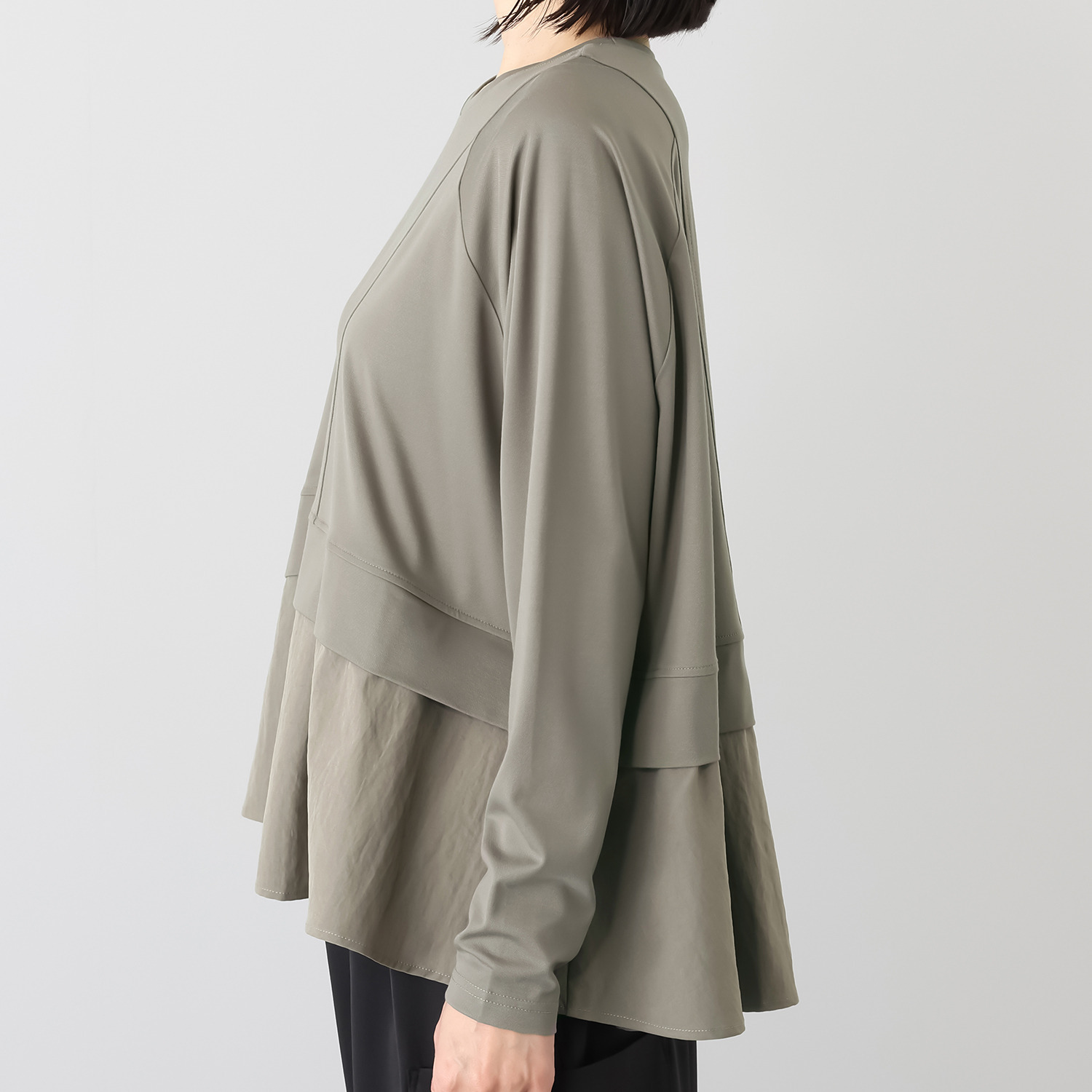 ヨーコモリモト ブランド定番 異素材コンビ デザインプルオーバー