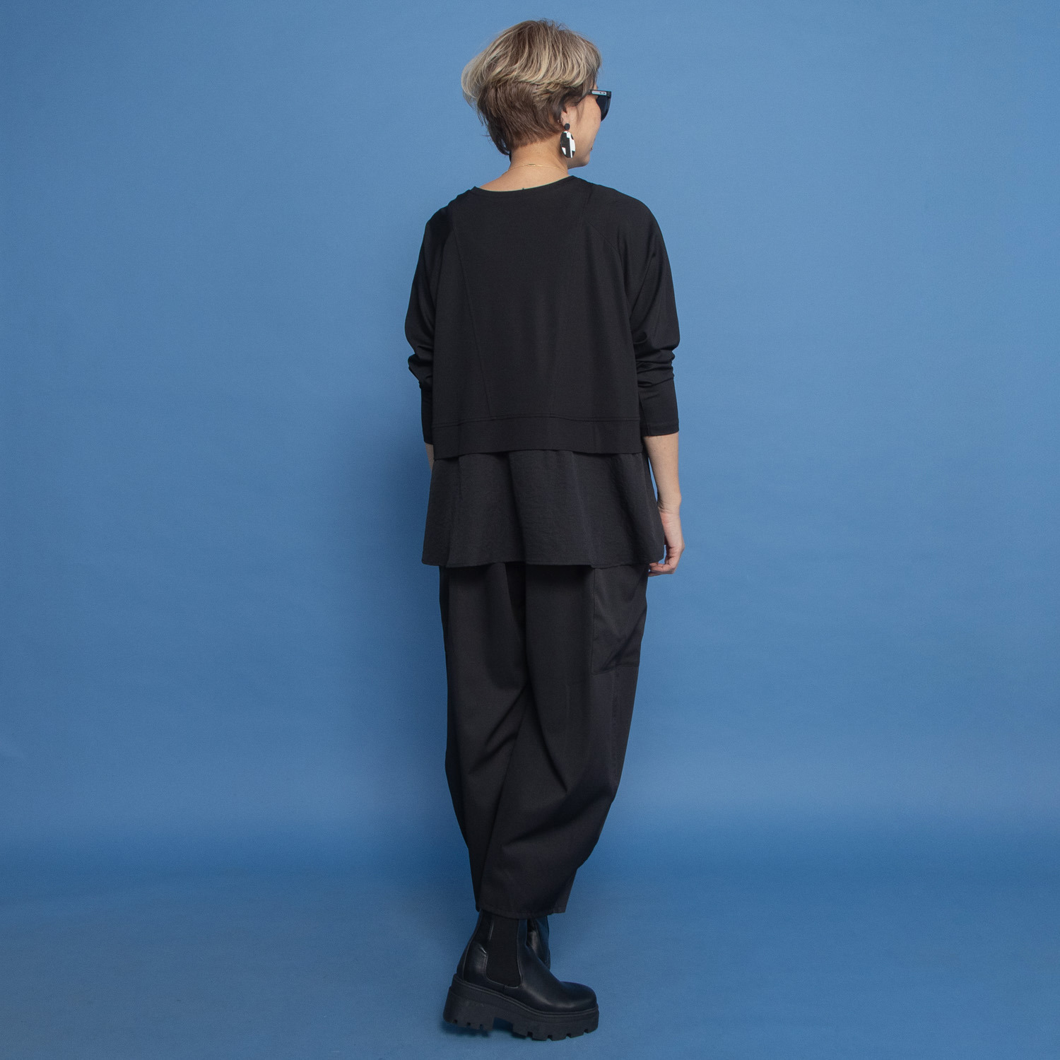 ヨーコモリモト ブランド定番 異素材コンビ デザインプルオーバー