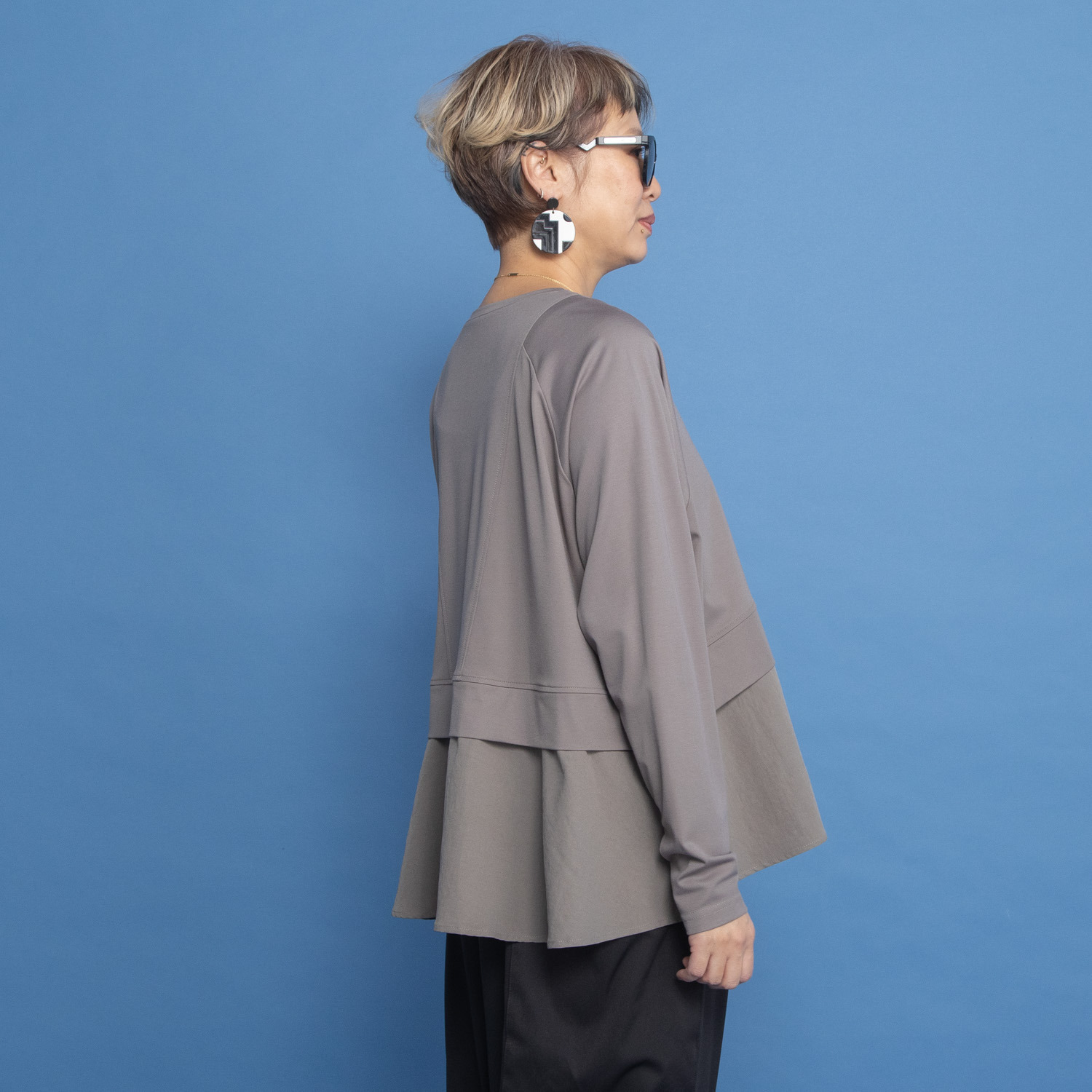 ヨーコモリモト ブランド定番 異素材コンビ デザインプルオーバー