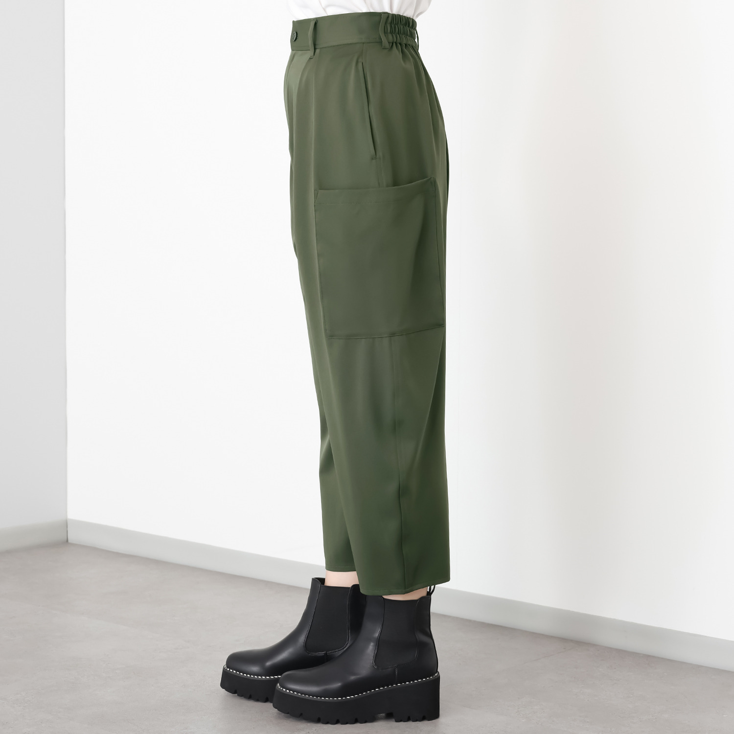 ヨーコモリモト 接触冷感 大人にちょうど良い 旬なバレルシルエットで スタイルカバーパンツ