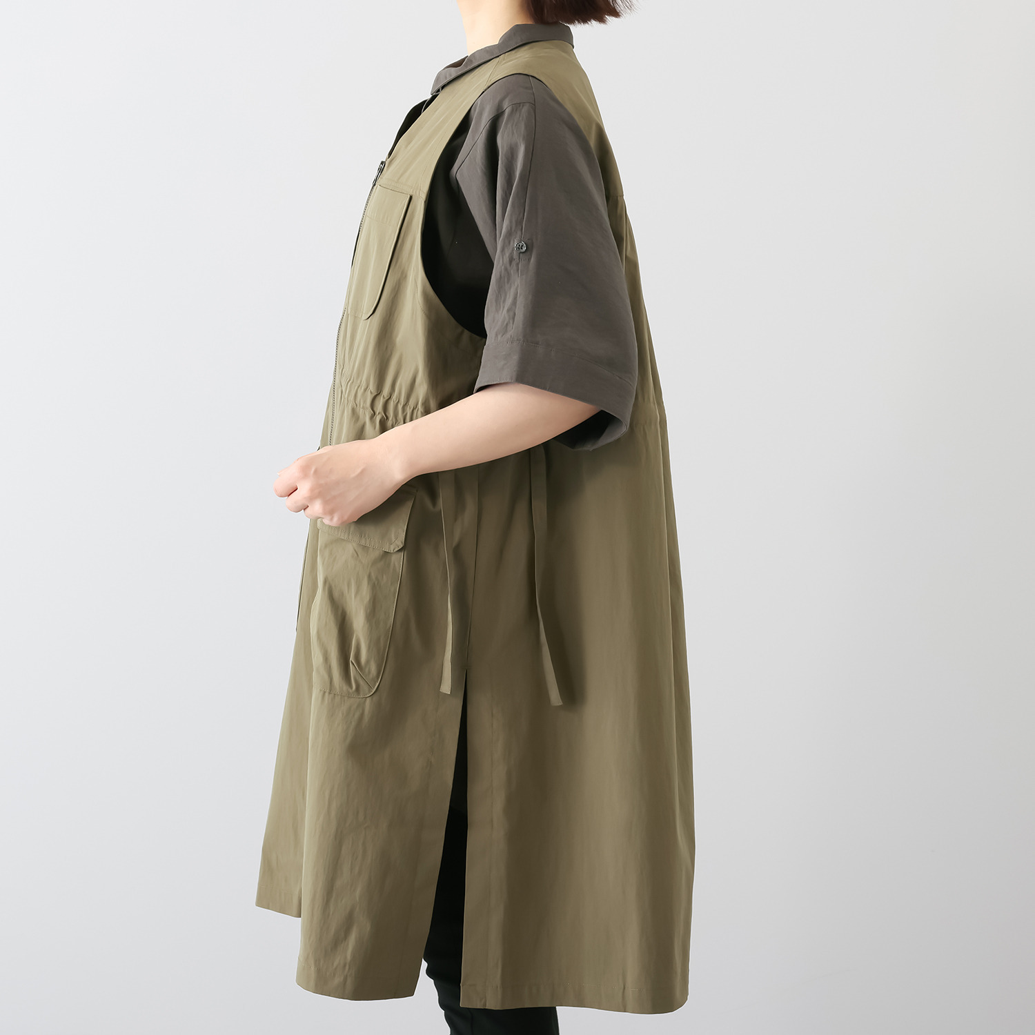 ヨーコモリモト ロング丈で スタイルアップ＆カバー カジュアルデザインベスト