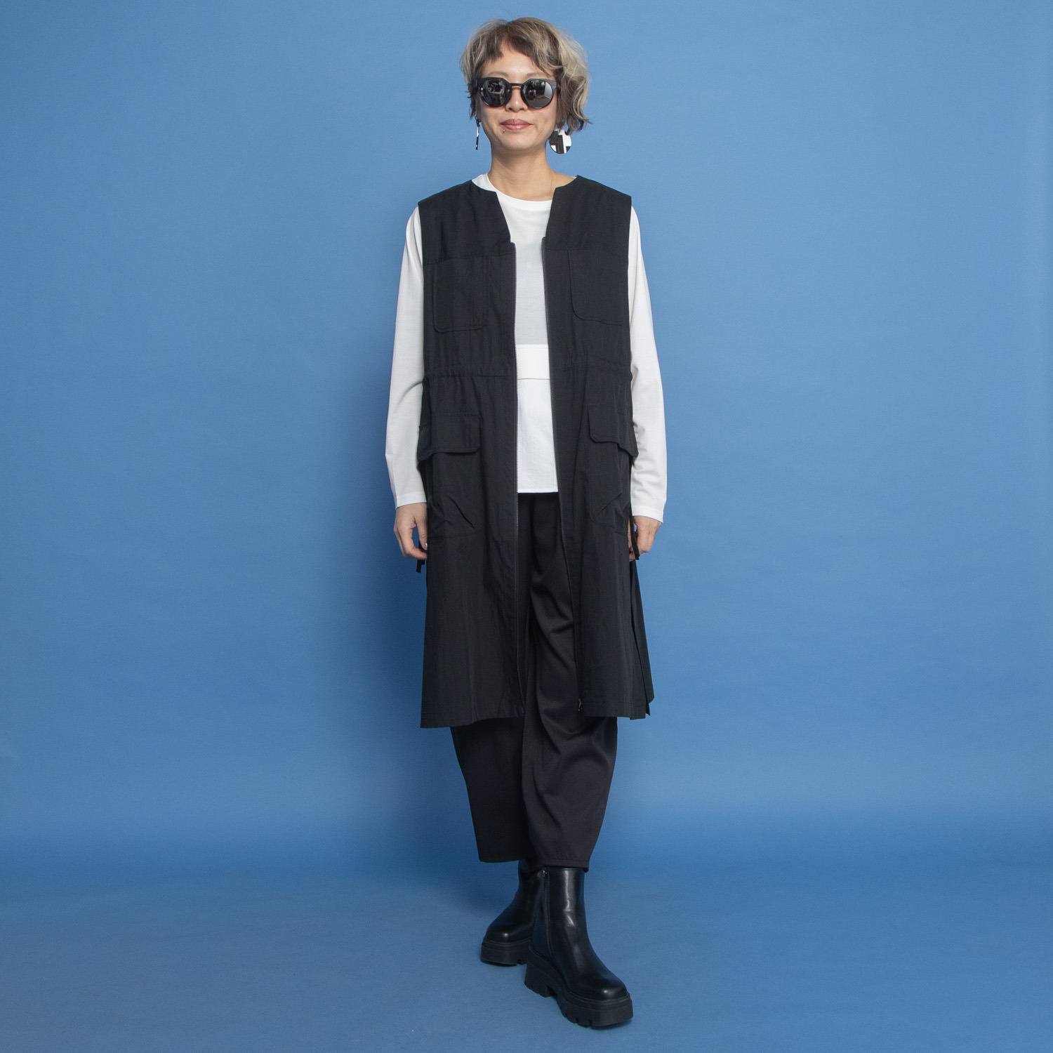 ヨーコモリモト ロング丈で スタイルアップ＆カバー カジュアルデザインベスト