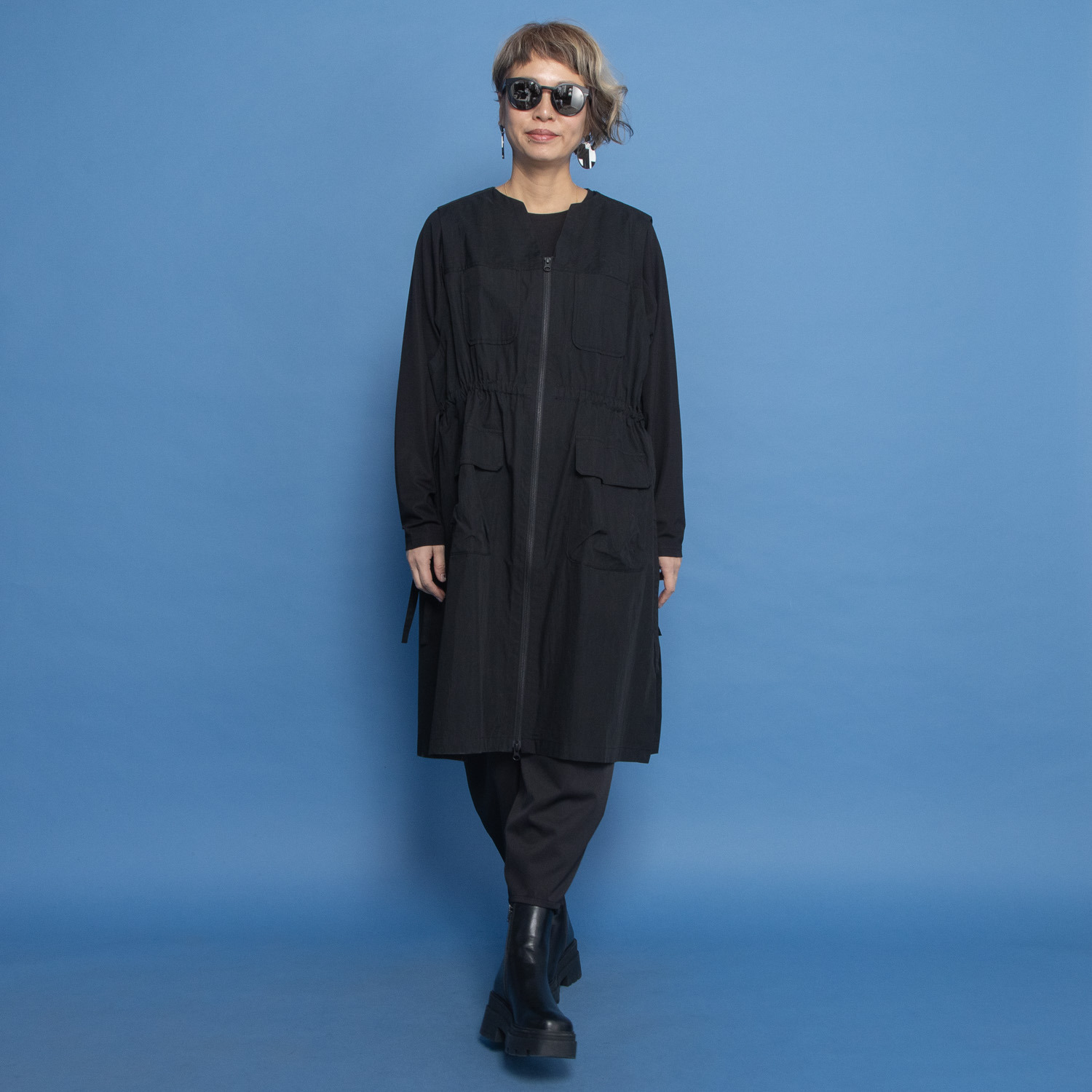 ヨーコモリモト ロング丈で スタイルアップ＆カバー カジュアルデザインベスト