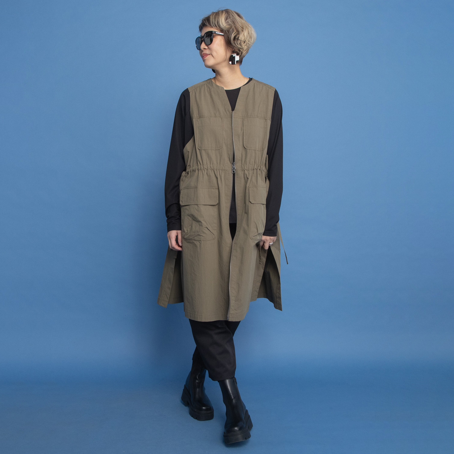 ヨーコモリモト ロング丈で スタイルアップ＆カバー カジュアルデザインベスト