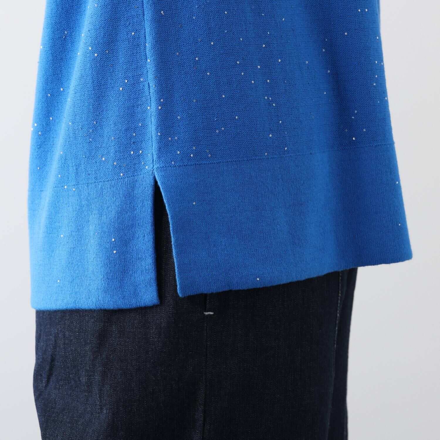 ソアージュ 極小スパンコールを ちりばめたスターダストな 煌めき！ 綿１００％ ニットプルオーバー