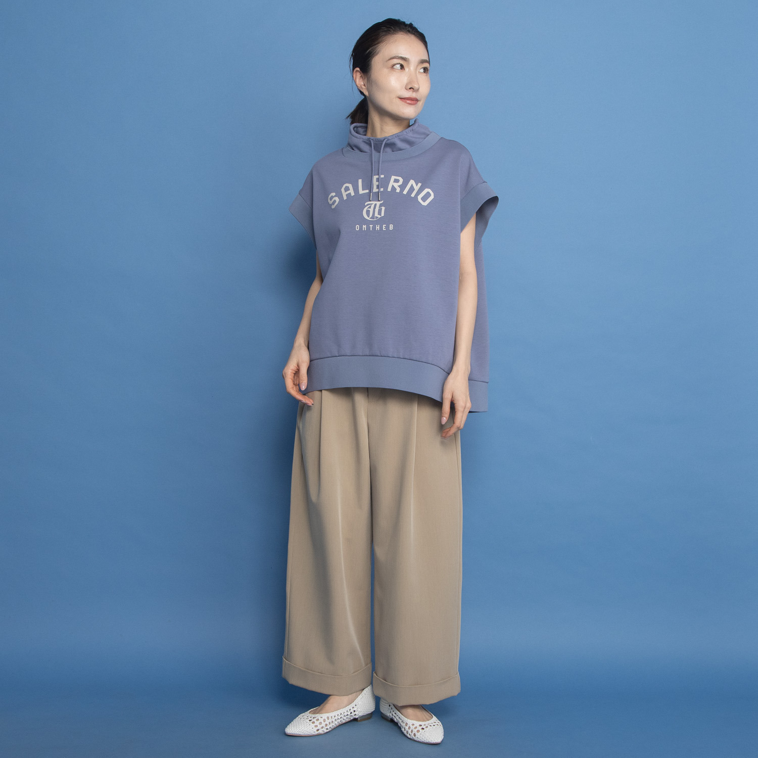 オンザビーバイサマーミー 安心と洗練を叶える 配色共布ベルト付 ワイドストレートパンツ